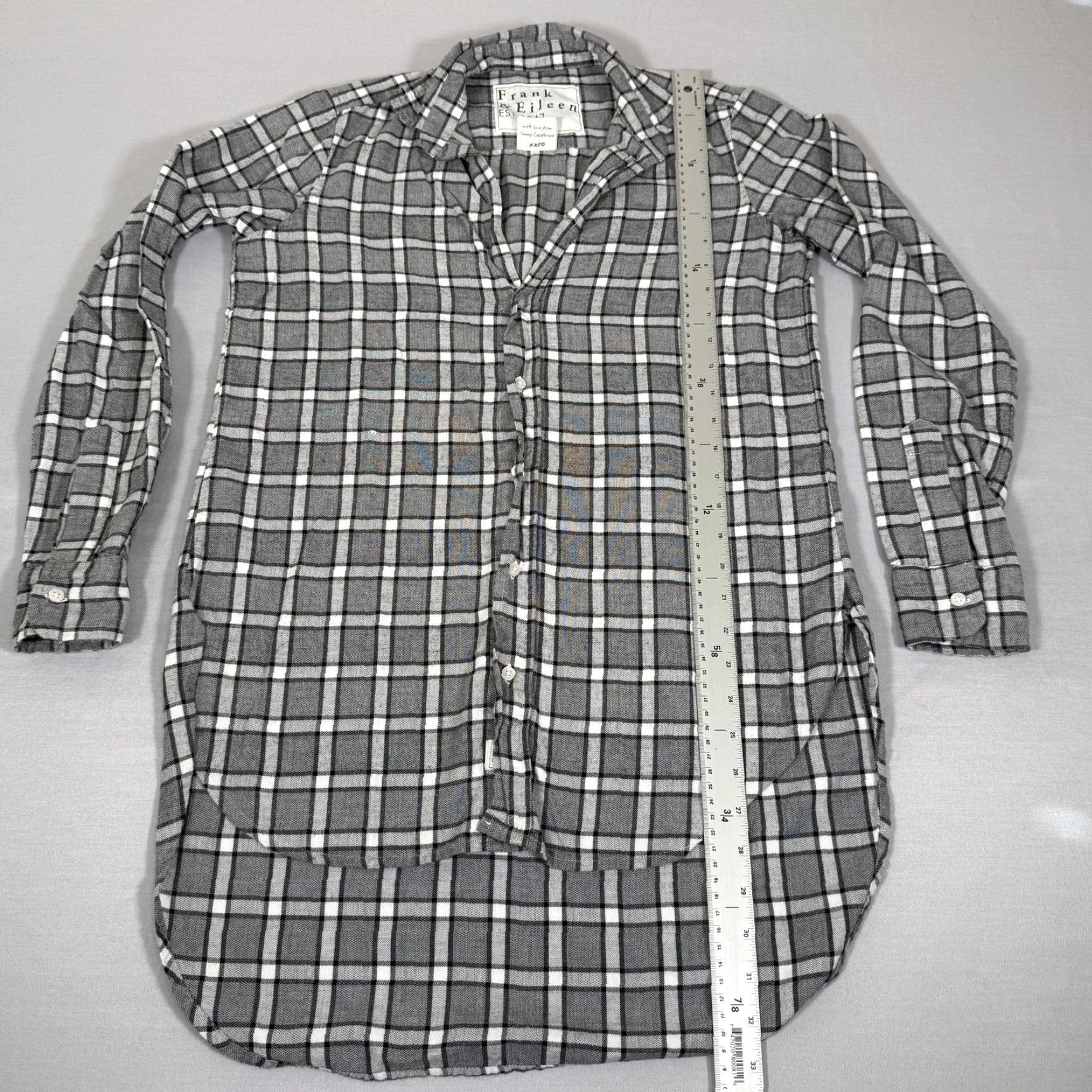 Frank & Eileen VINTAGE no? (Wait: item not vintage) - Frank & Eileen Shirt Womens Small Gray White Plaid Grayson Italian Fabric Casual Size S / US 4 / IT 40 - 5 Thumbnail