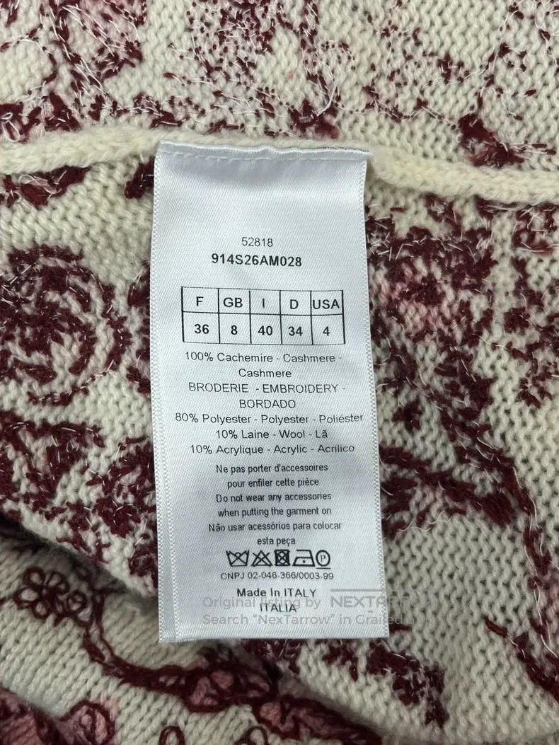 Dior Dior Red flower embroidered cashmere sweater Size XS / US 0-2 / IT 36-38 - 5 Thumbnail