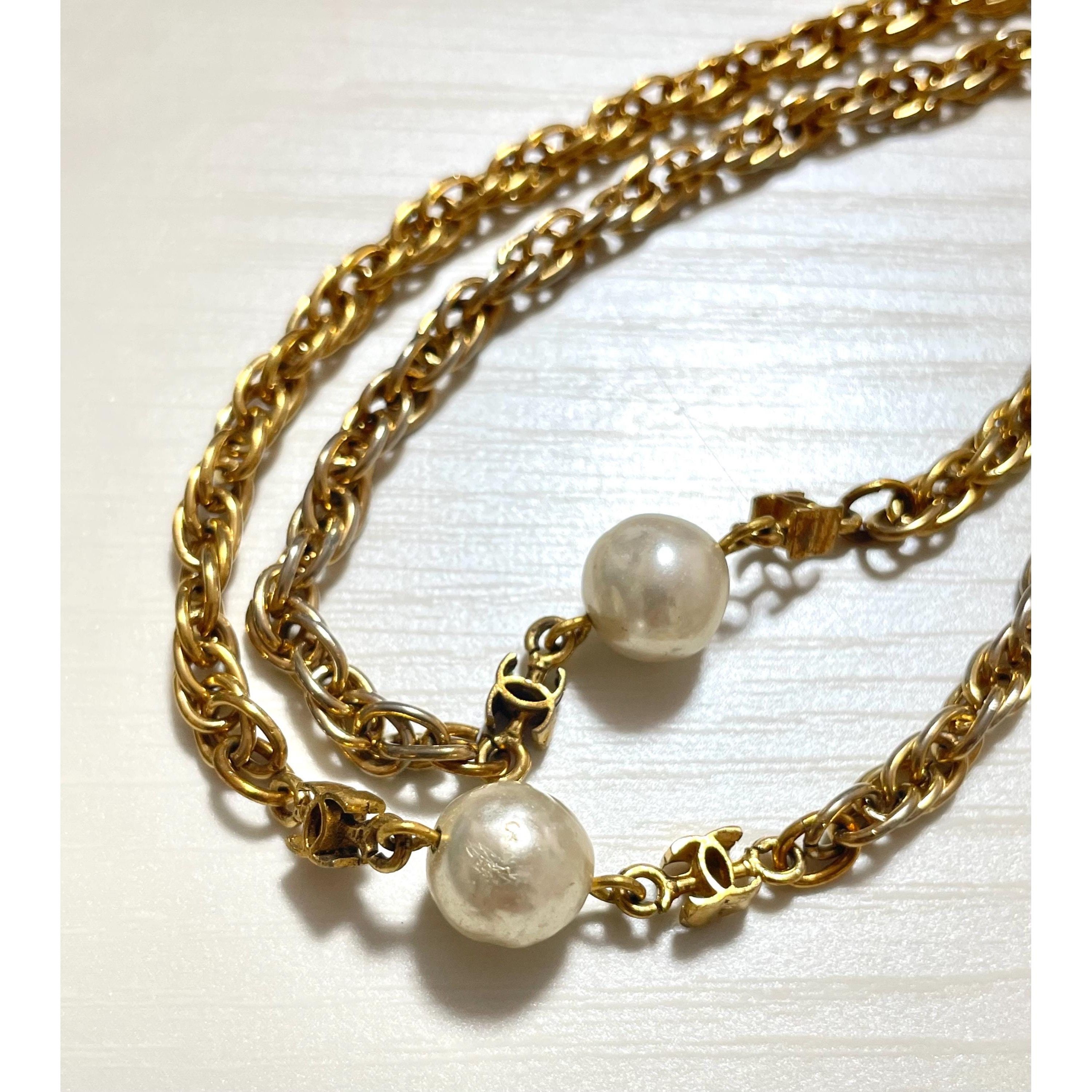 Chanel Vintage CHANEL long necklace with faux pearl and mini CC Size ONE SIZE - 5 Thumbnail