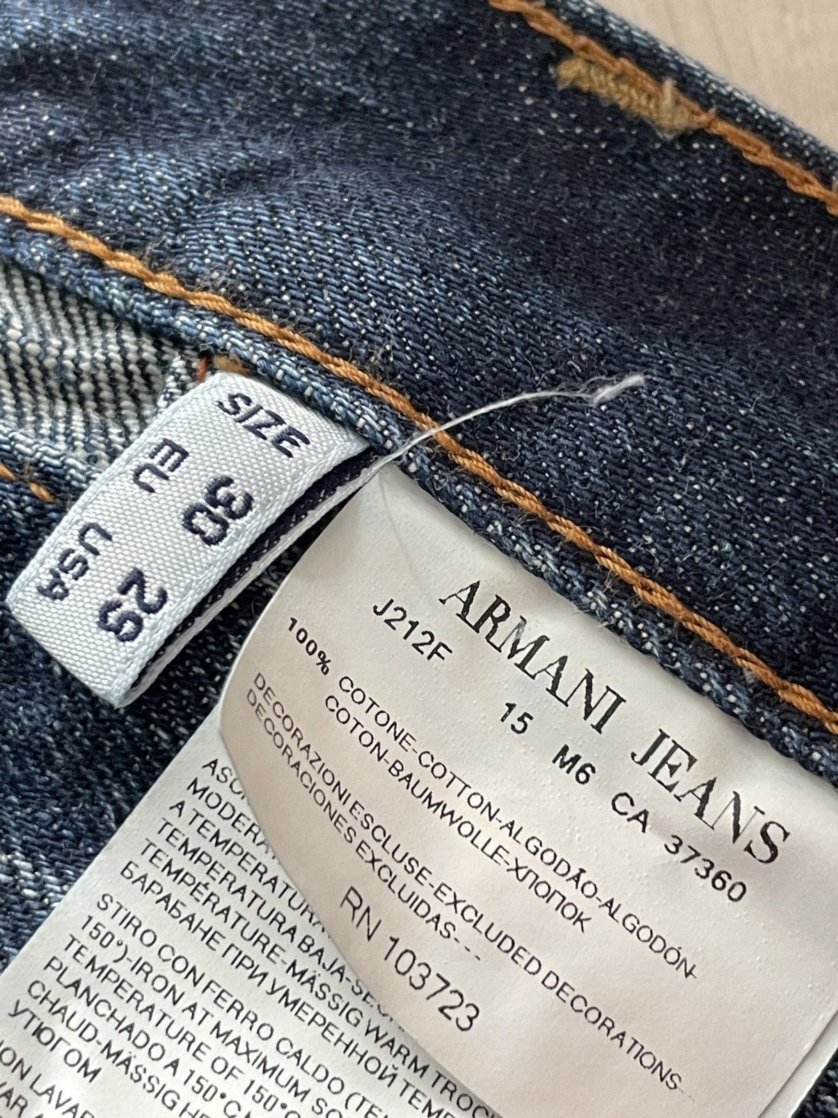 Armani Vintage 00’s Armani Jeans Denim Indigo Y2K Metal Logo RARE Size 30" / US 8 / IT 44 - 13 Thumbnail