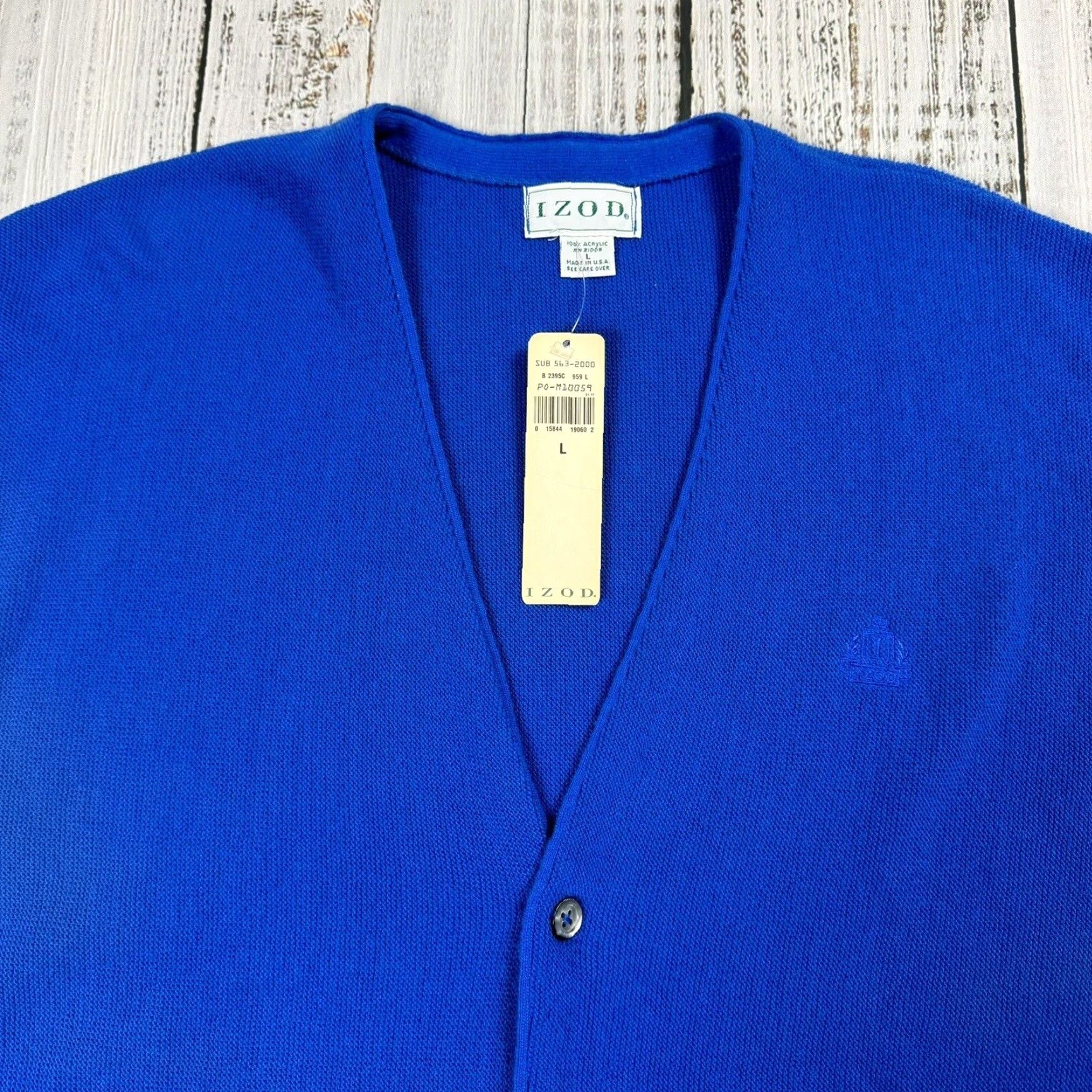 Izod VINTAGE IZOD Cardigan Sweater Large L Bright Blue Acrylic 90s USA Mens Size US L / EU 52-54 / 3 - 2 Thumbnail