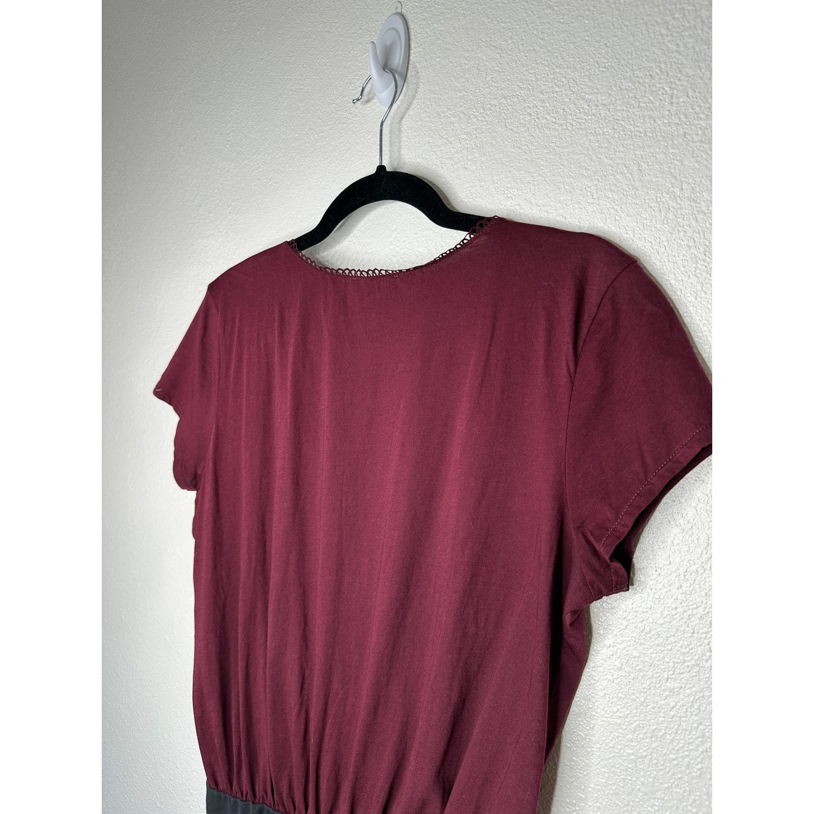 Sezane Sezane Burgundy Thibault Bodysuit Crossover-V Short Sleeve Size 23" - 5 Thumbnail