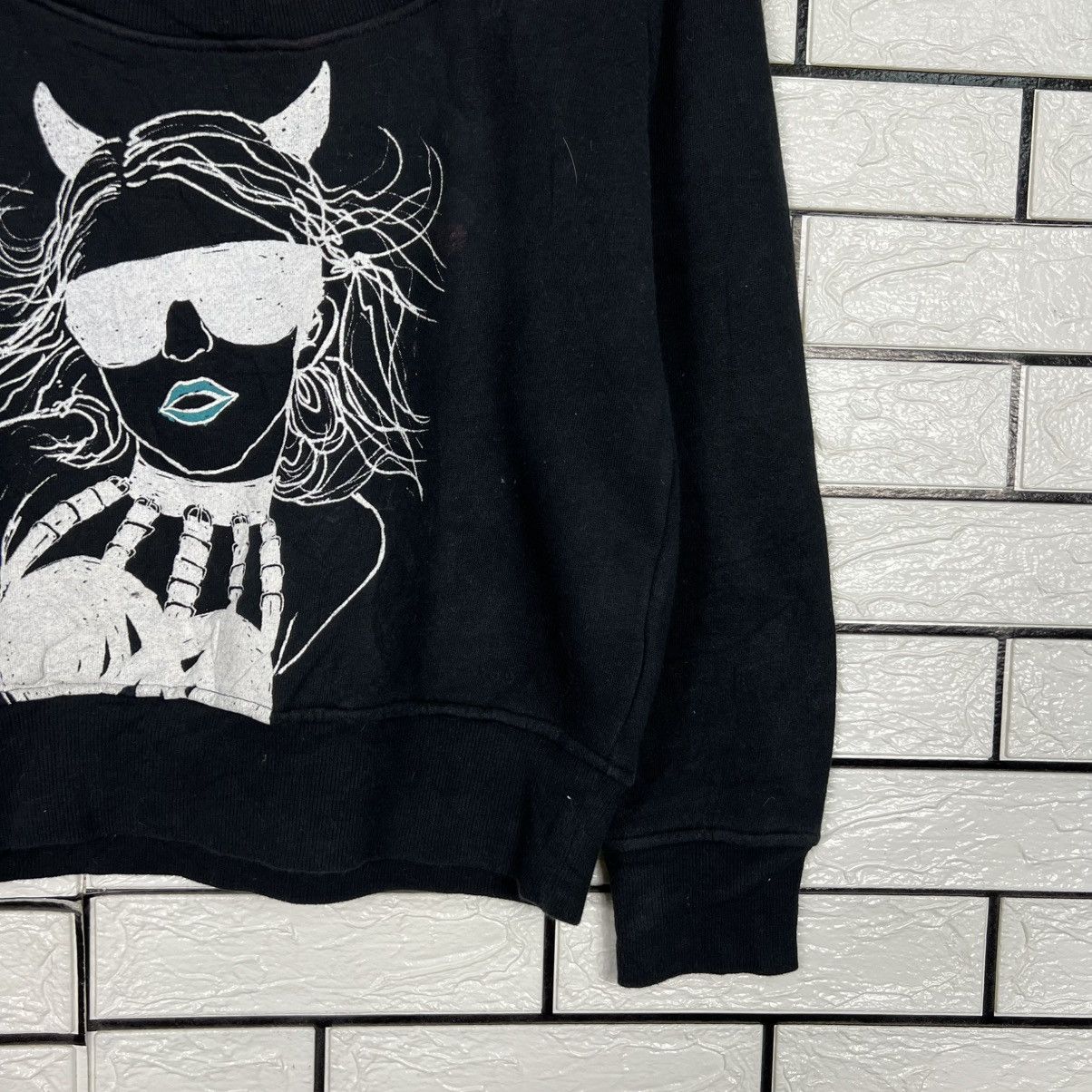Japanese Brand Devil Girl Graphic Printed Lolita Punk Sweatshirt #4217-C192 Size S / US 4 / IT 40 - 8 Thumbnail