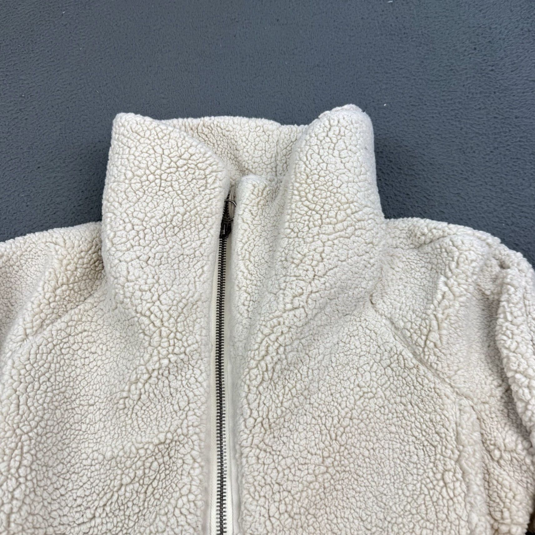 Free People VINTAGE We The Free People Slouchy Jacket Womens XS Beige Sherpa Full Zip Size XS / US 0-2 / IT 36-38 - 2 Thumbnail