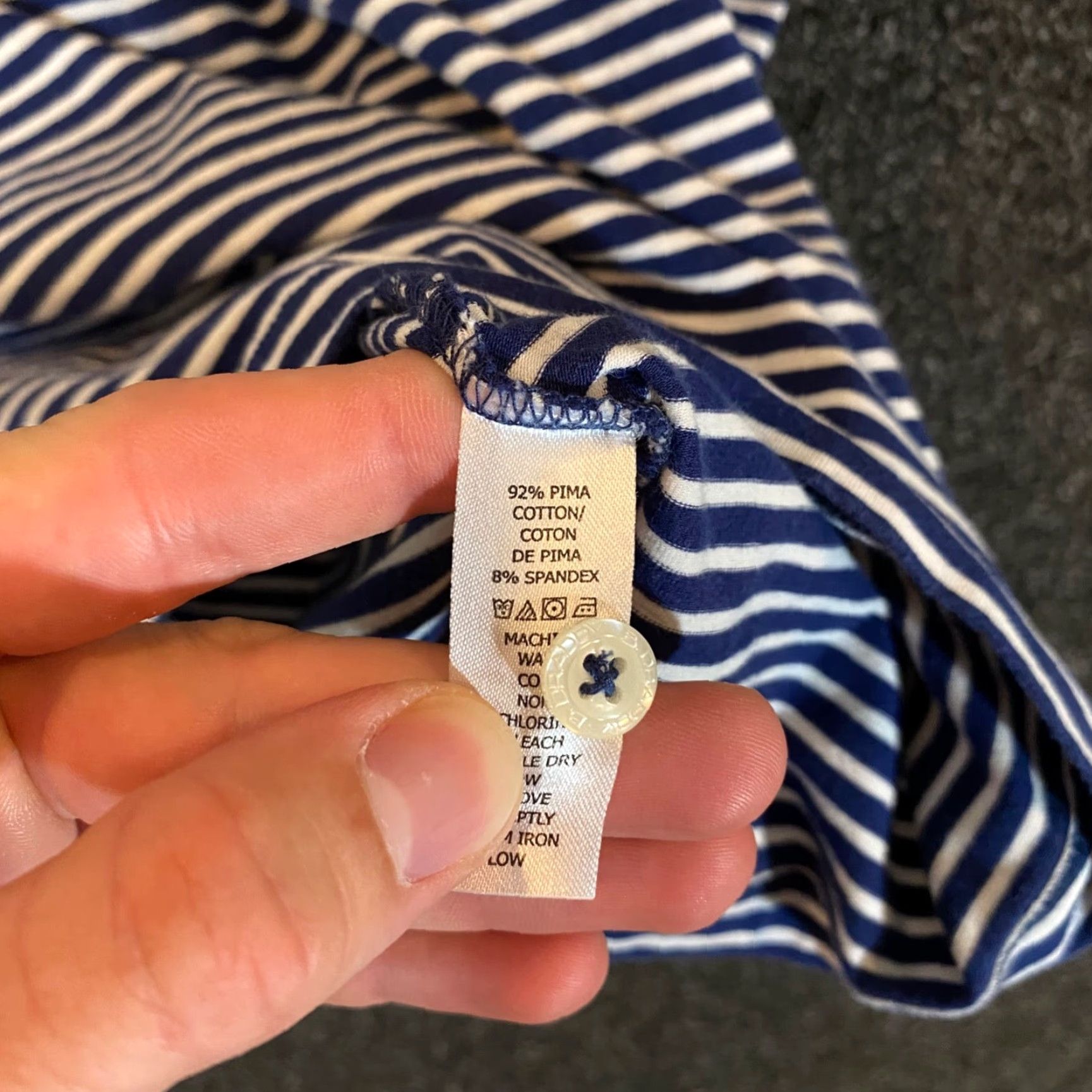 Vintage B Draddy Polo Mens XL Blue White Striped Golf Shirt Short Sleeved Sleeve Logo Size US XL / EU 56 / 4 - 7 Thumbnail