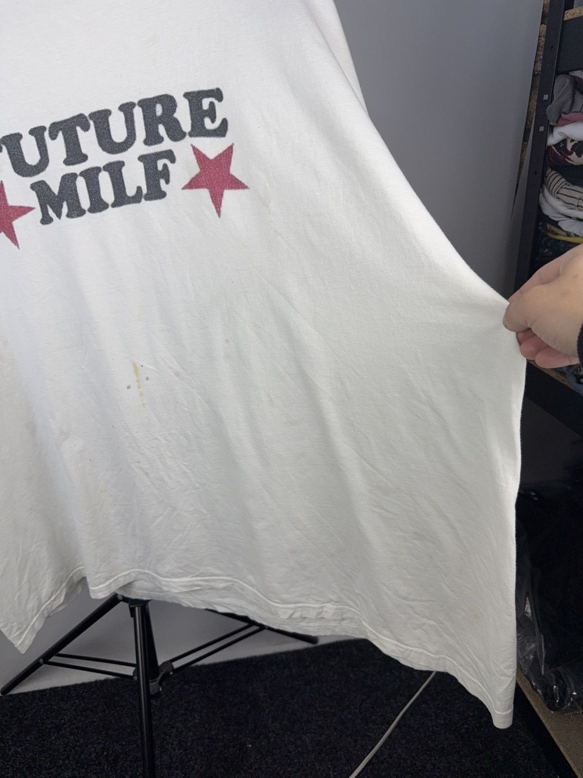 Band Tees × Vintage Ironic Y2K Graphic Tee – Future MILF Print Distressed White Size US XL / EU 56 / 4 - 5 Thumbnail