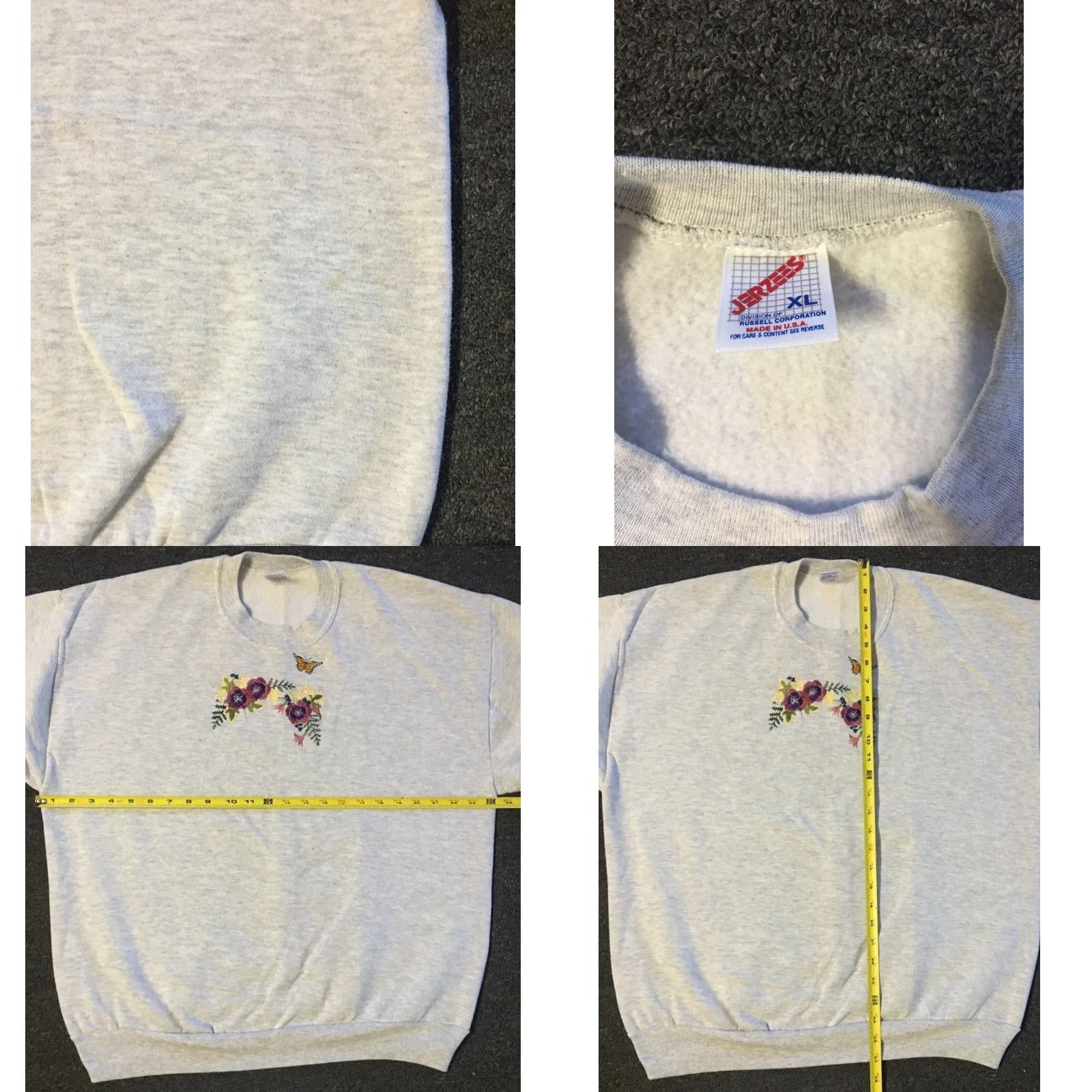 Vintage VINTAGE 90s Flower Hoodie Mens L Gray Embroidered USA Vaporwave Grunge Pullover Size US L / EU 52-54 / 3 - 8 Thumbnail