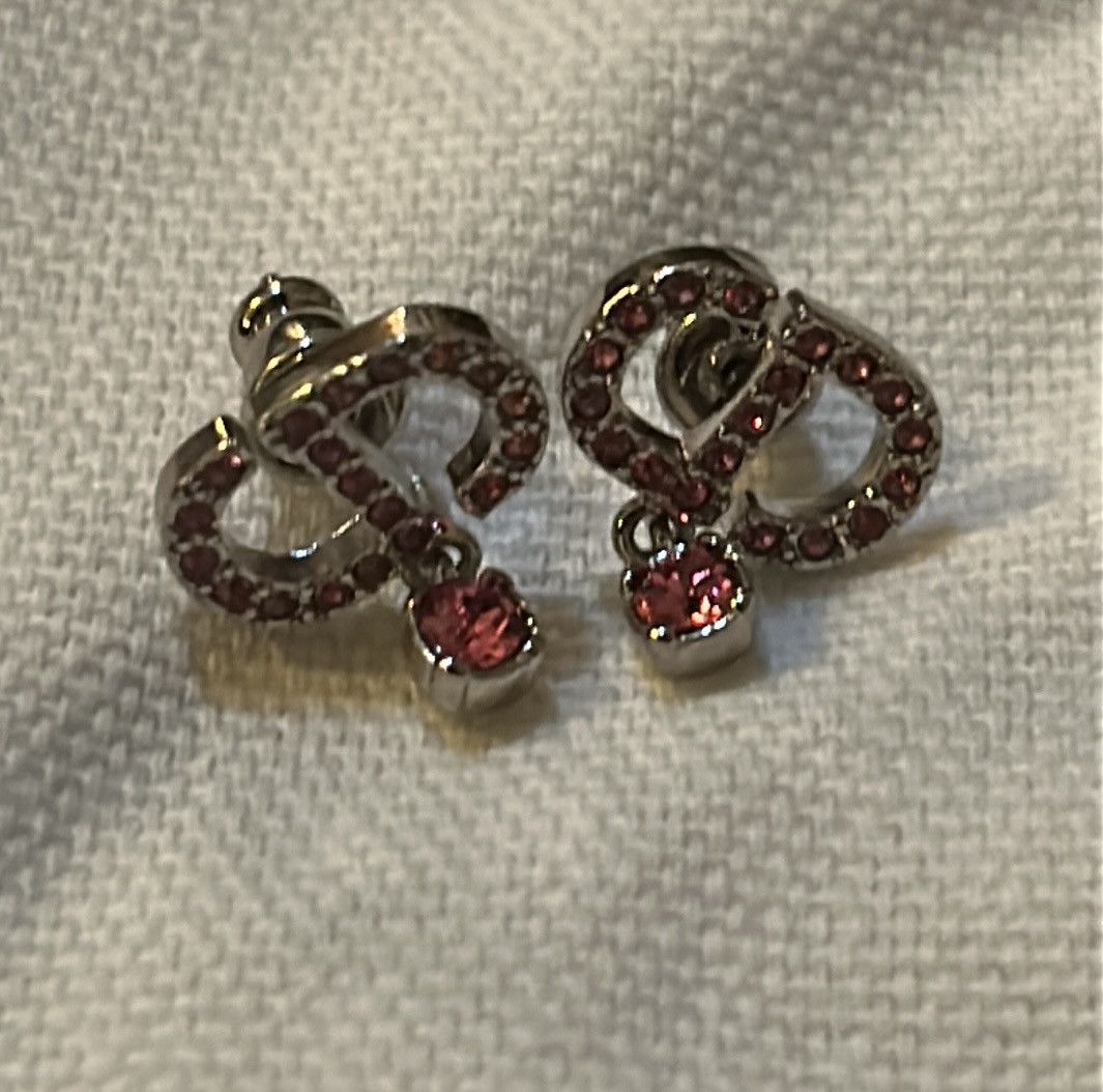 Dior Dior PETIT CD STUD EARRING Palladium-Finish Pink Crystals Size ONE SIZE - 5 Thumbnail