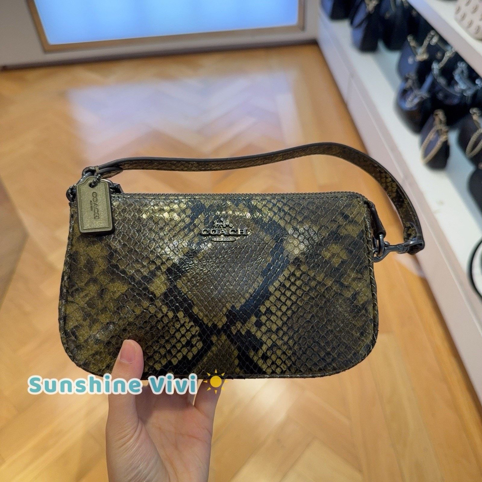 Coach NWT Coach Nolita 19 With Snake Gunmetal/Olive Multi CCF62 Size ONE SIZE - 1 Thumbnail