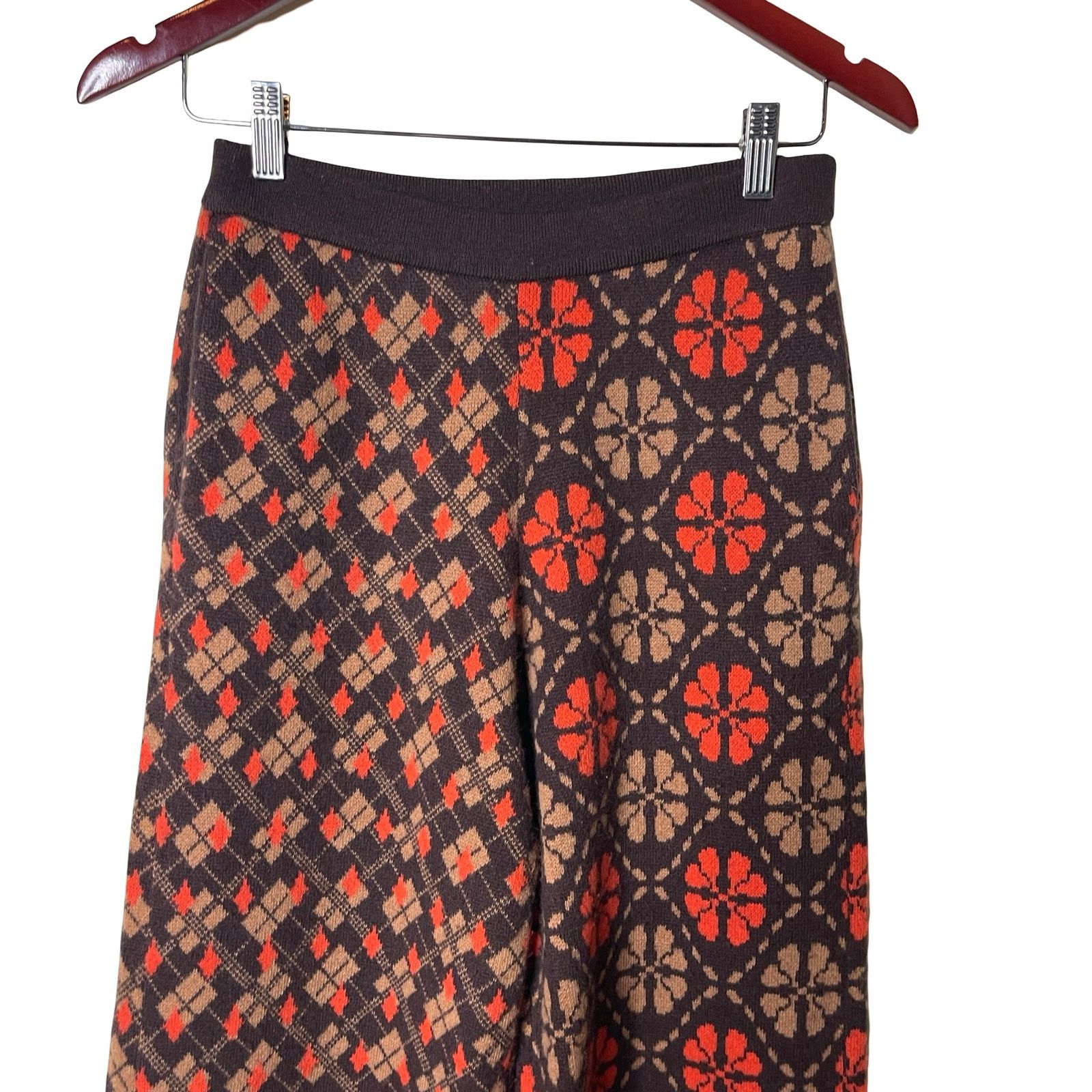 Other Lingua Franca Brown Wool Cashmere Knit Jacquard Pants XS Size 24" / US 00 / IT 34 - 4 Thumbnail