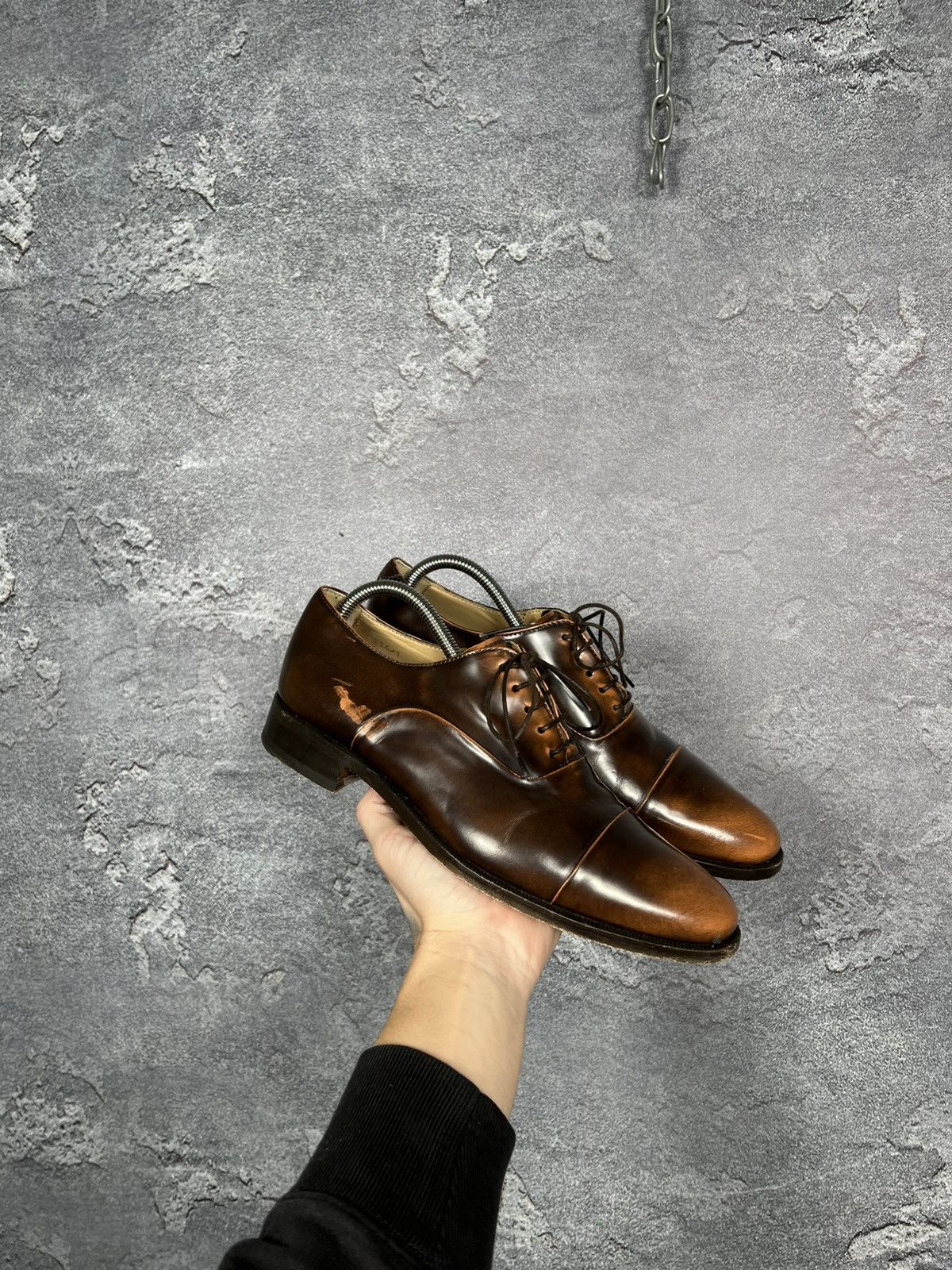 Scarosso Brown Leather Casual Oxford Shoes Size 41