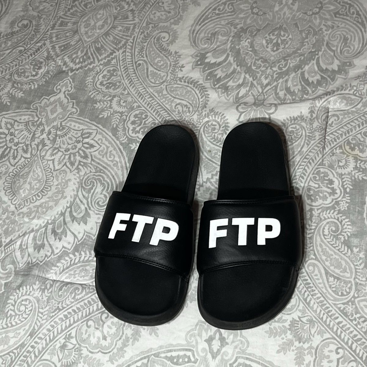 image of Ftp 3M Logo Slides Fuck The Population Slides 3M in Black, Men's (Size 11)