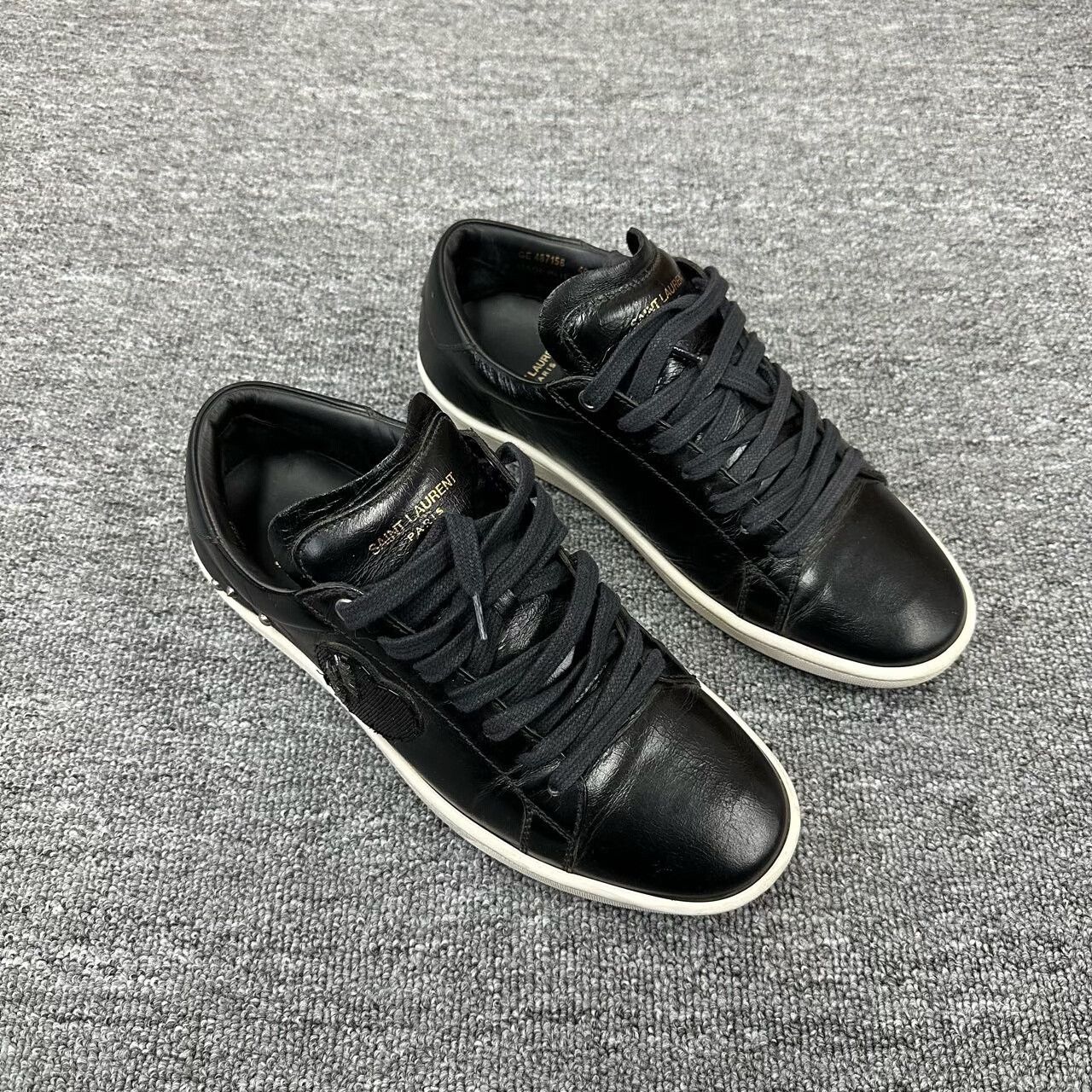 Saint Laurent Paris black heart studded sneakers size 41 Size US 8.5 / EU 41-42 - 1 Thumbnail