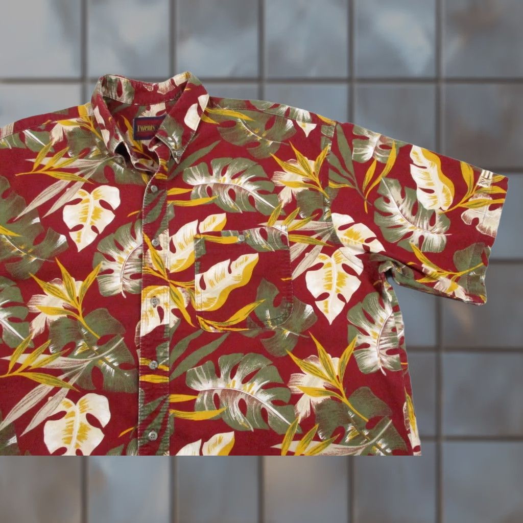 ALOHAS VINTAGE Twenty X Shirt Mens XL Red Hawaiian Aloha Tropical Button-Front Short Sleeve Shirt Boy? Size US XL / EU 56 / 4 - 1 Thumbnail