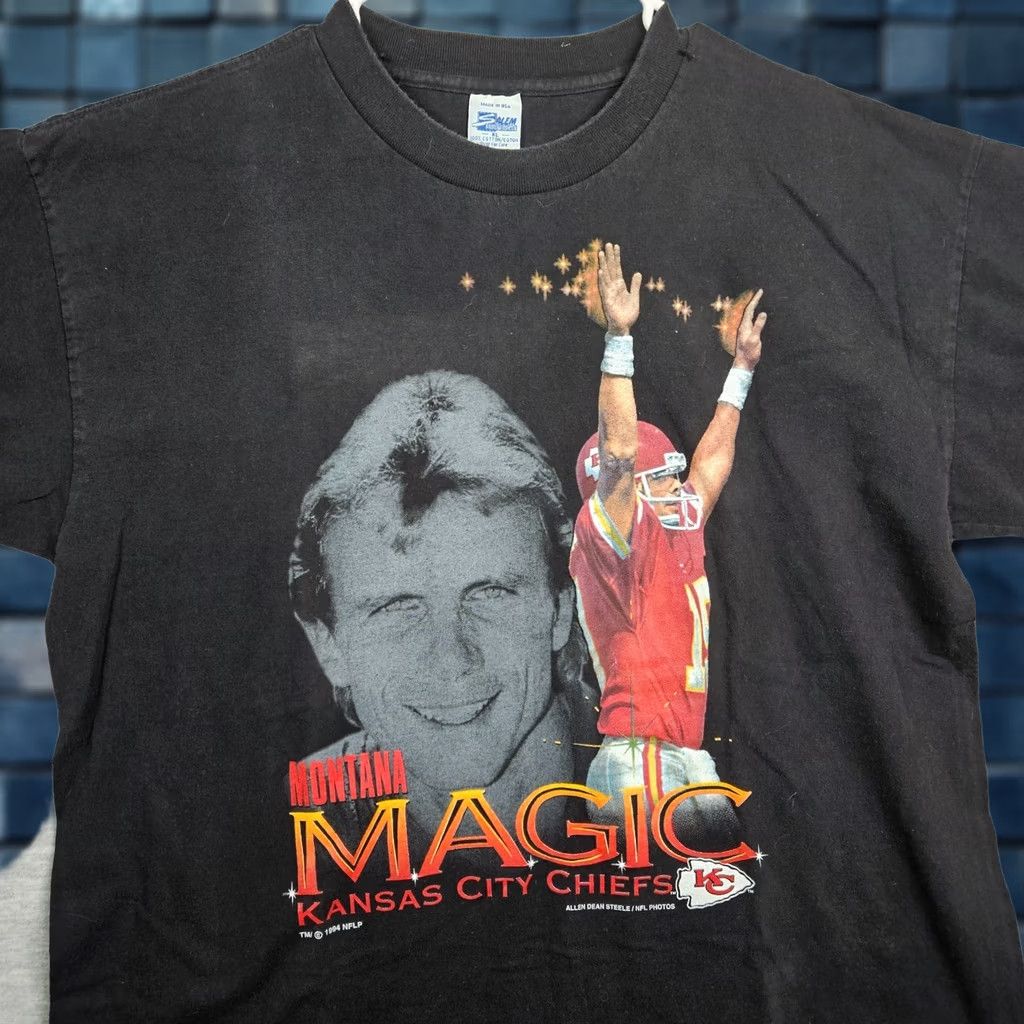 Vintage VINTAGE Joe Montana Magic Kansas City Chiefs KC Tee XL Shirt Mens Black 1990s KC Sportswear T-Shirt Size US XL / EU 56 / 4 - 1 Thumbnail