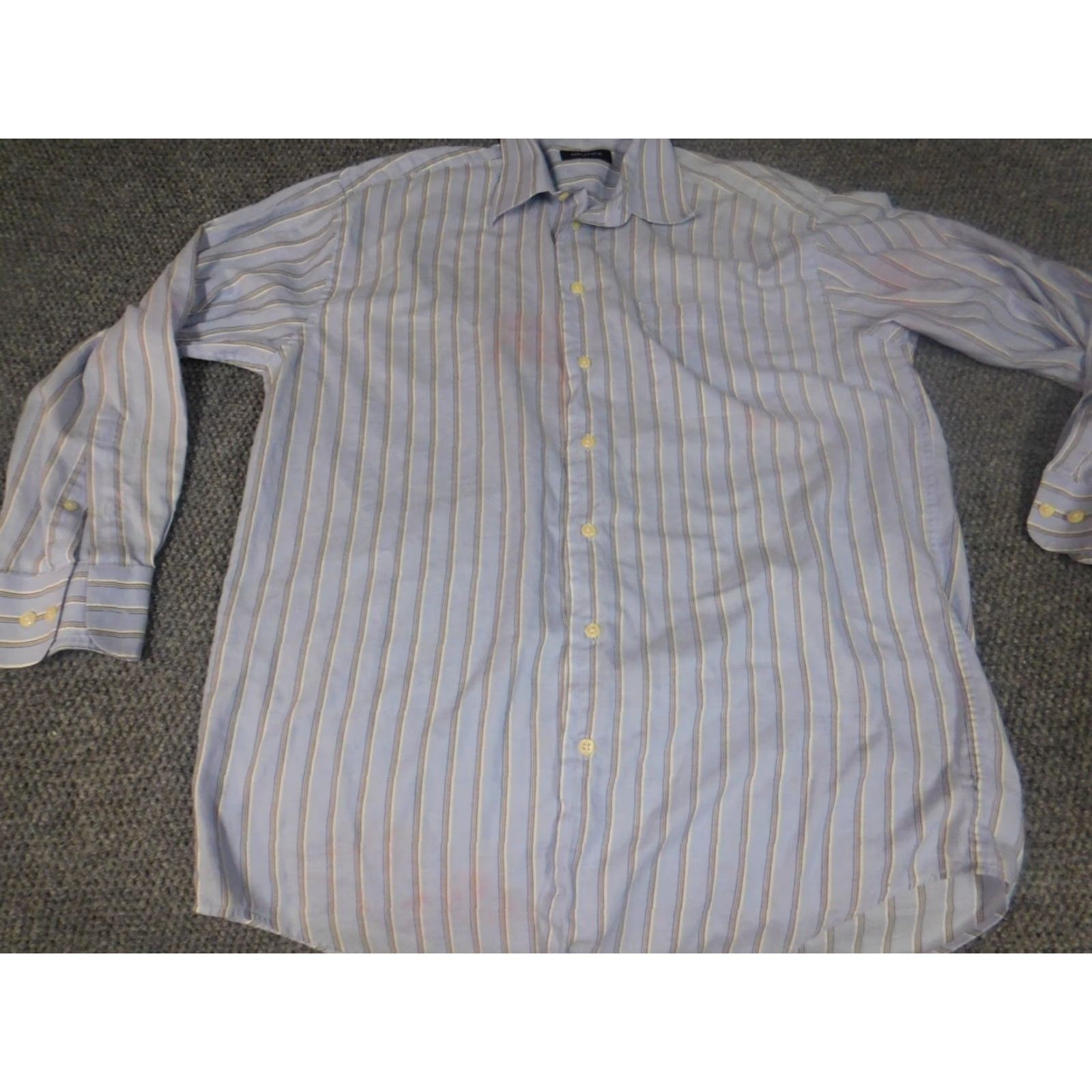 Nautica Nautica Mens Shirt Dress Shirt 16 Blue Striped Button-Down Long Sleeve Cotton Knit Vintage? No Size US L / EU 52-54 / 3 - 3 Thumbnail