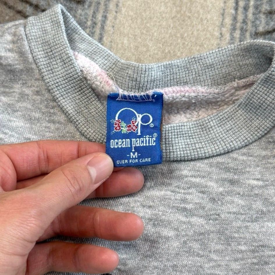 Ocean Pacific VINTAGE Ocean Pacific Sweatshirt Women Medium Gray Crew Neck 90s Surfing Polar Bears Surf Pullover - OPSOP Size M / US 6-8 / IT 42-44 - 4 Thumbnail
