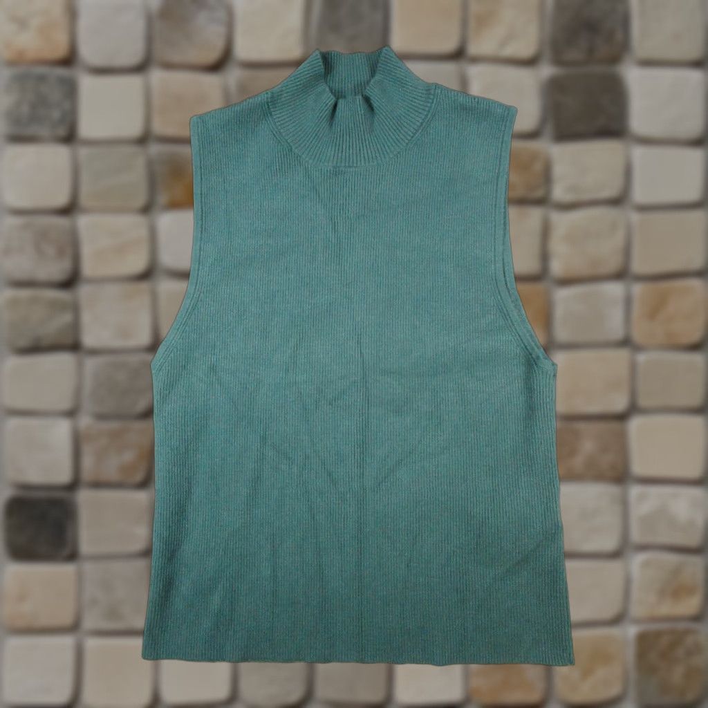 Madewell VINTAGE Madewell Tank Top Womens Large Green Knit Mock Neck Sleeveless Size L / US 10 / IT 46 - 1 Thumbnail