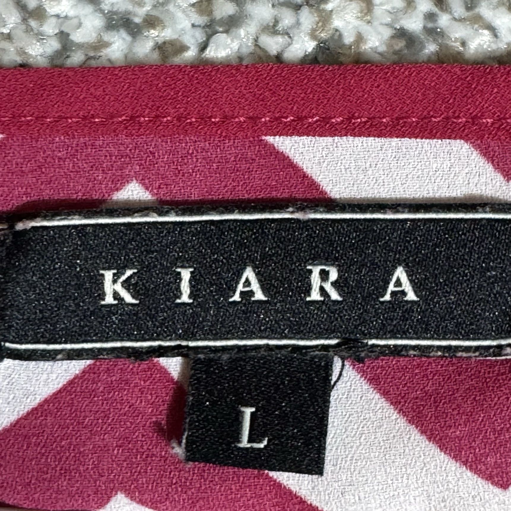 Vintage Kiara Boho Blouse Womens Large Chevron Office Chic Retro Psychedelic Hippie Geometric Pink Long Sleeve V-Neck Pullover Casual All Seasons Lightweight Size L / US 10 / IT 46 - 5 Thumbnail