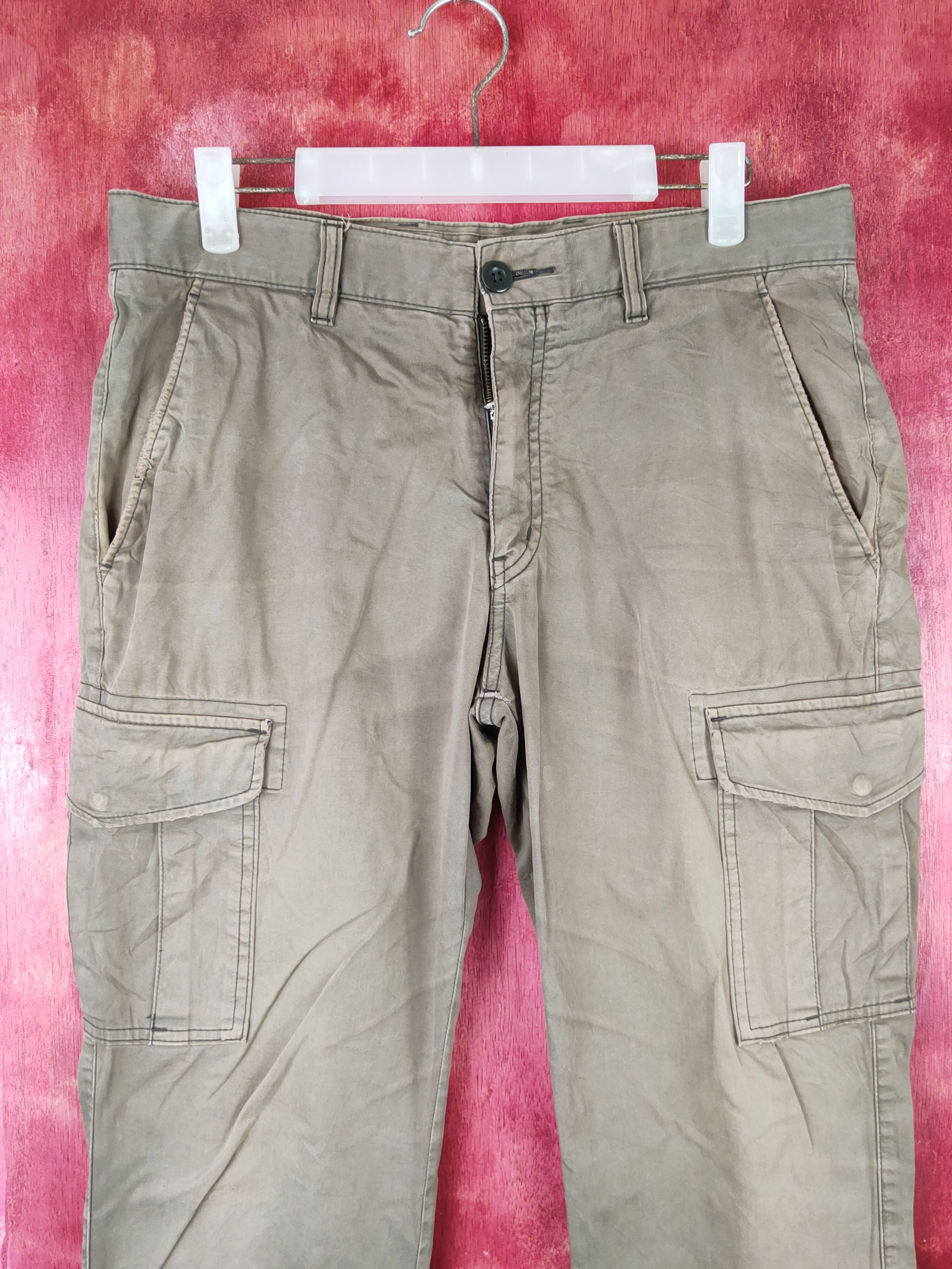 Japanese Brand × Uniqlo Uniqlo Brown Faded Multipocket Tactical Cargo Pants #S1391 Size US 31 - 2 Thumbnail