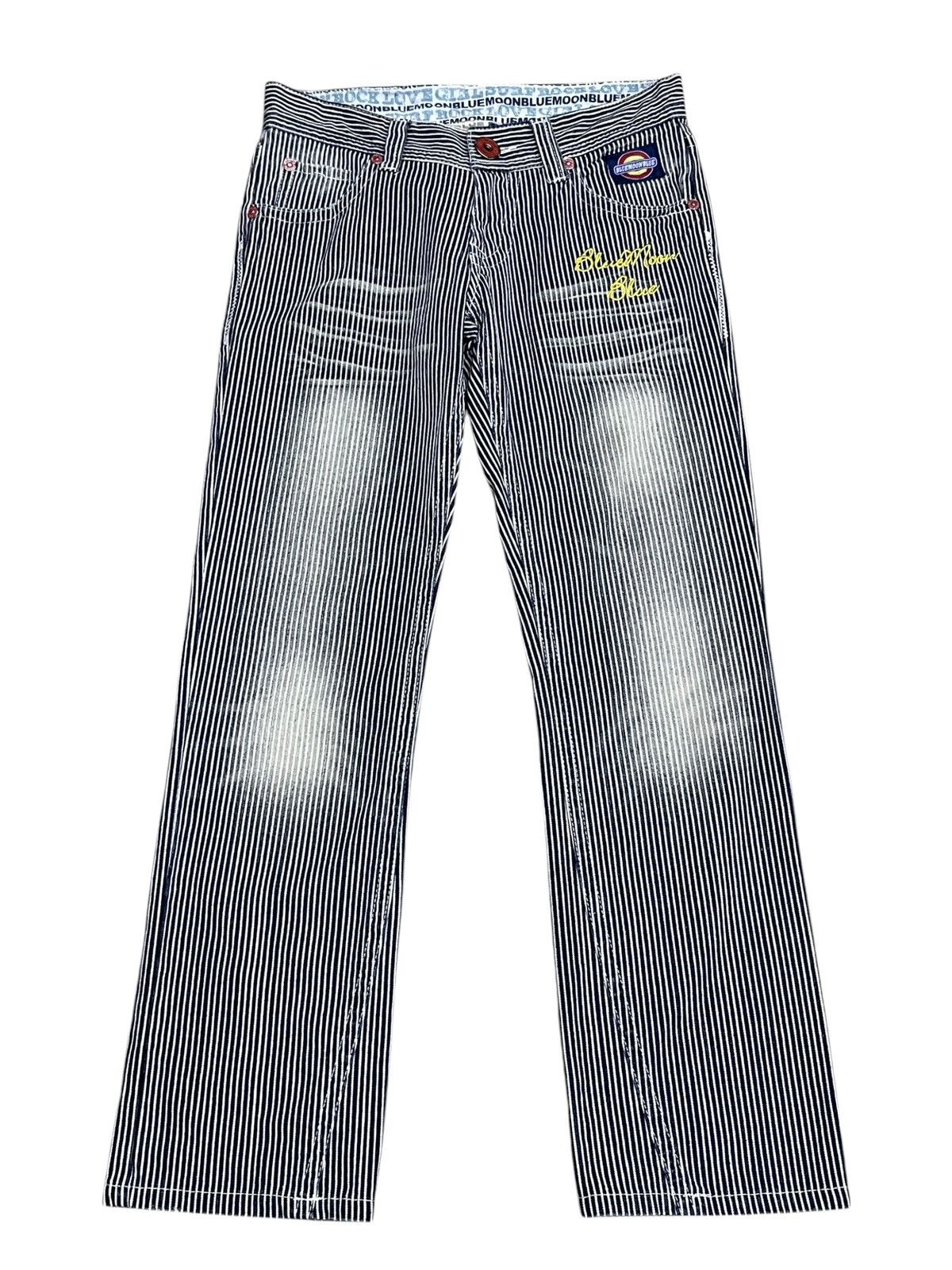 OVER THE STRiPES VERY RARE🔥Blue Moon Blue Daicock Hickory Stripe Jeans Japan Size US 28 / EU 44 - 5 Thumbnail