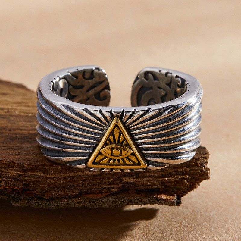 Vintage Resizable Golden Eye of Providence Punk Gothic Ring Size ONE SIZE - 1 Thumbnail