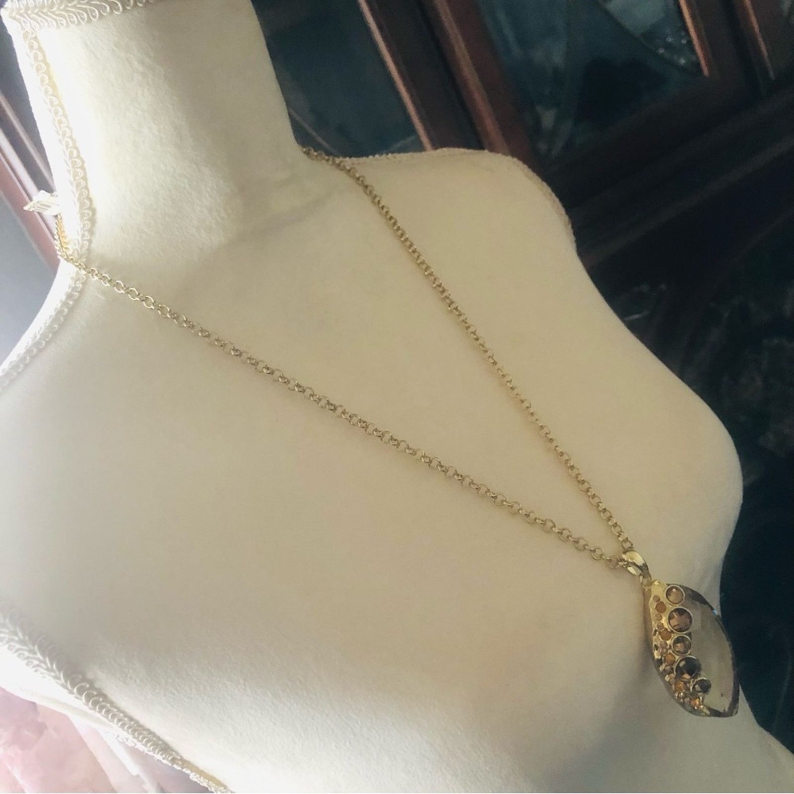 Jewelry Large marquis faceted light brown topaz crystal necklace NWT Size ONE SIZE - 6 Thumbnail