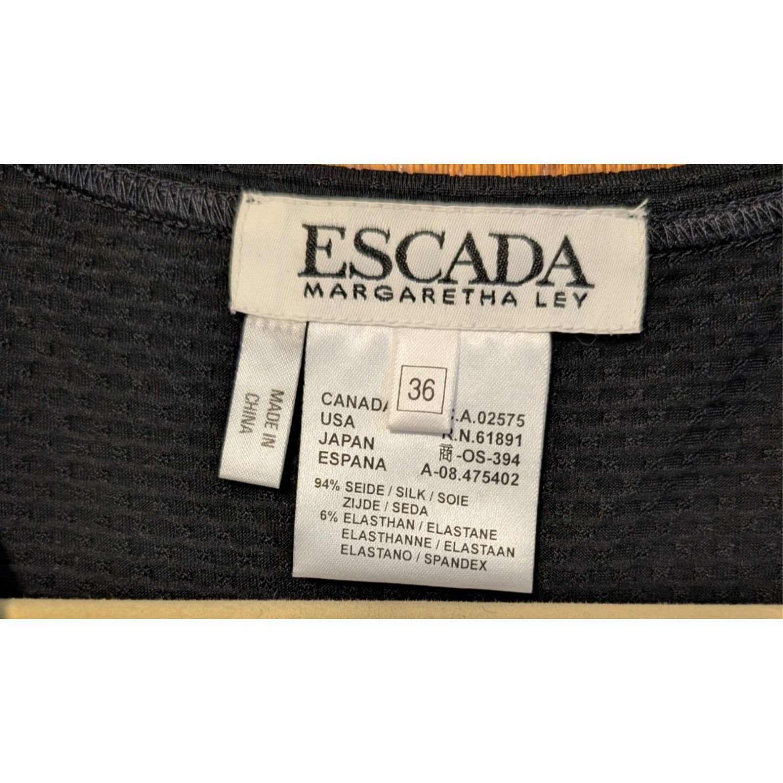 Escada Escada Margaretha Ley Black Silk Scoop Neck Top S/S EU 36 Size S / US 4 / IT 40 - 4 Thumbnail