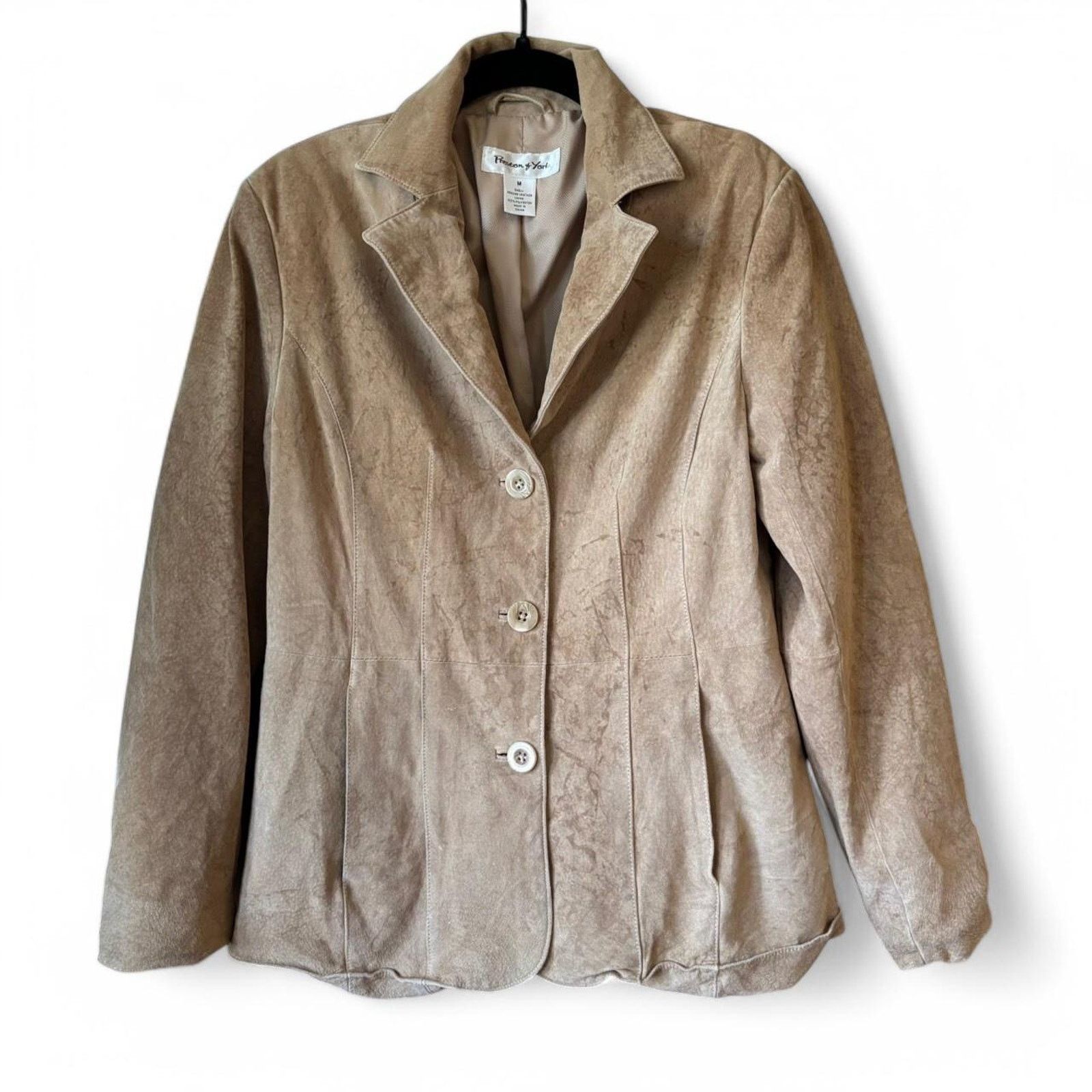 Preston & York Vintage Preston & York Tan Suede Leather Jacket Medium Y2K Size M / US 6-8 / IT 42-44 - 3 Thumbnail