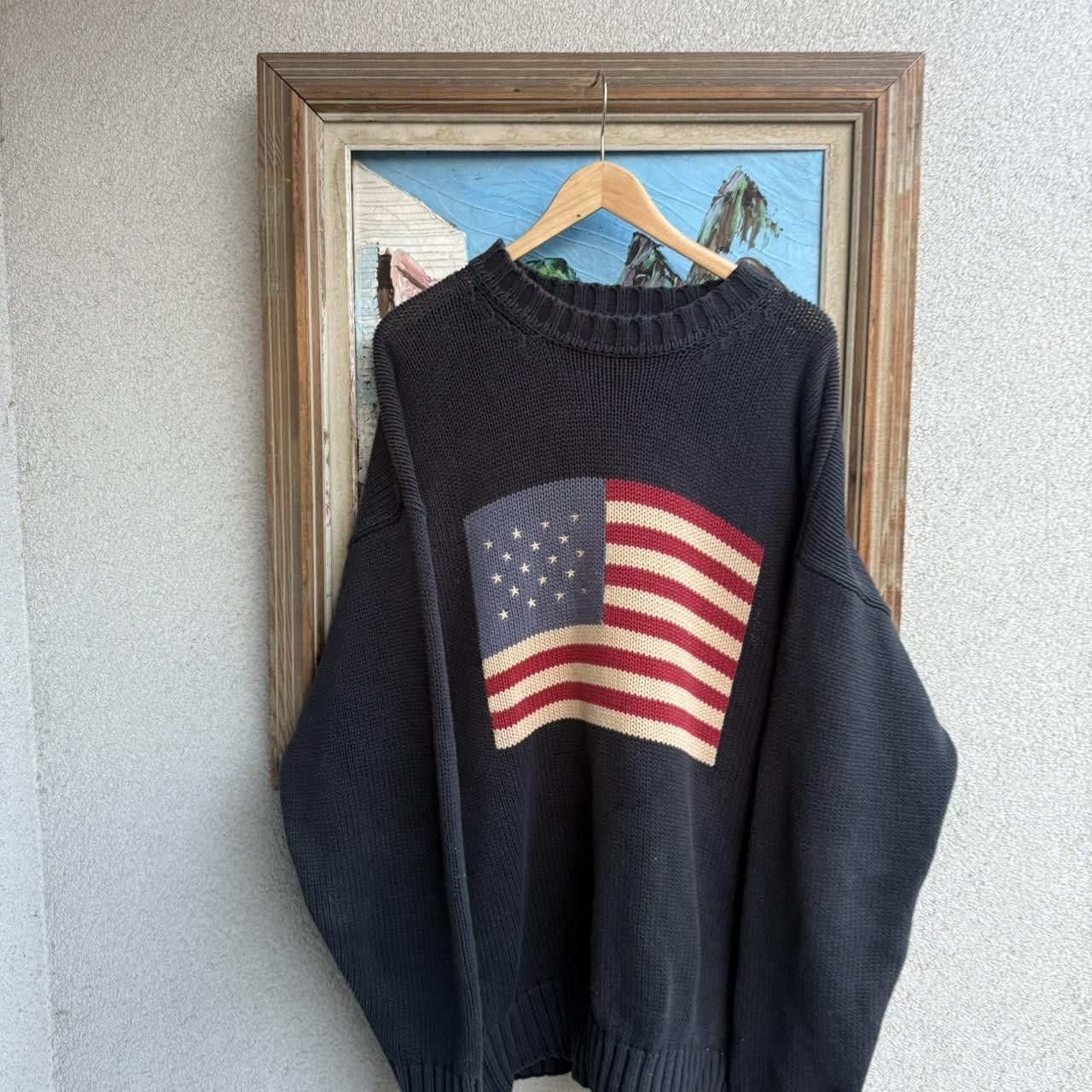 Vintage American Flag Vintage 90s Jumper Heavy Knit Navy Size US XXL / EU 58 / 5 - 2 Thumbnail