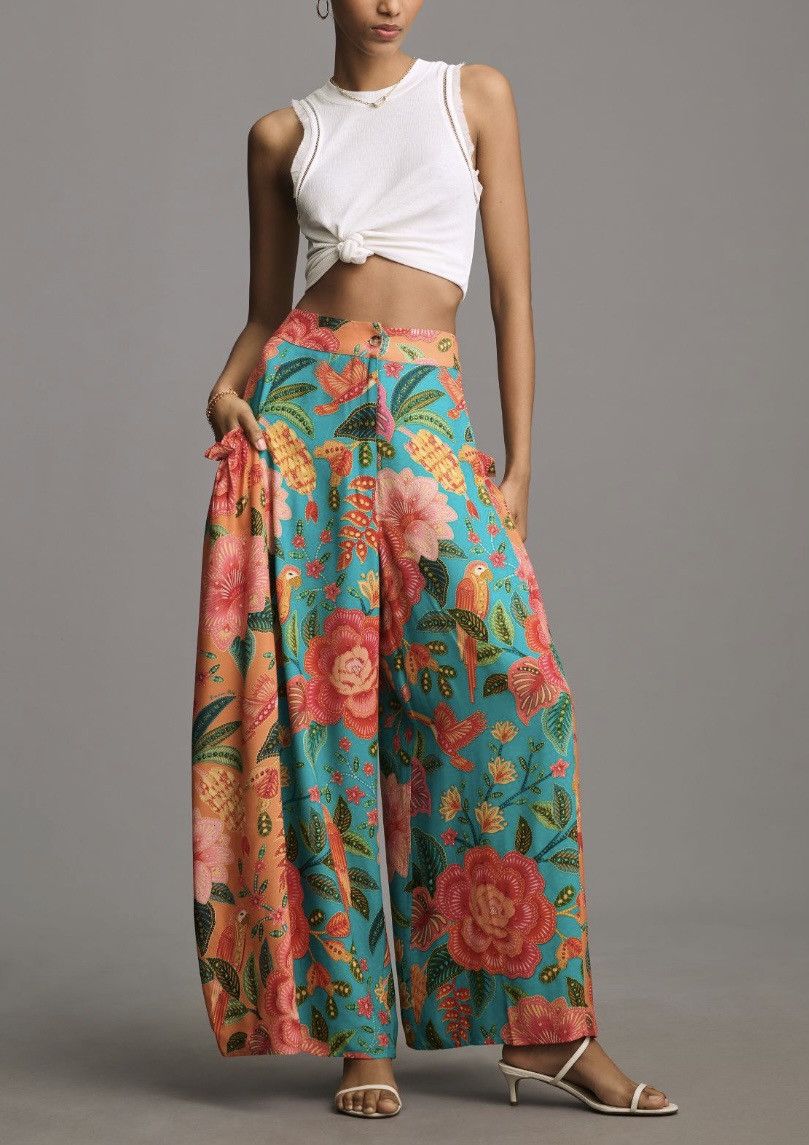 Farm Rio Farm Rio Floral Wide Leg Pants, Size XS Size 26" / US 2 / IT 38 - 2 Thumbnail