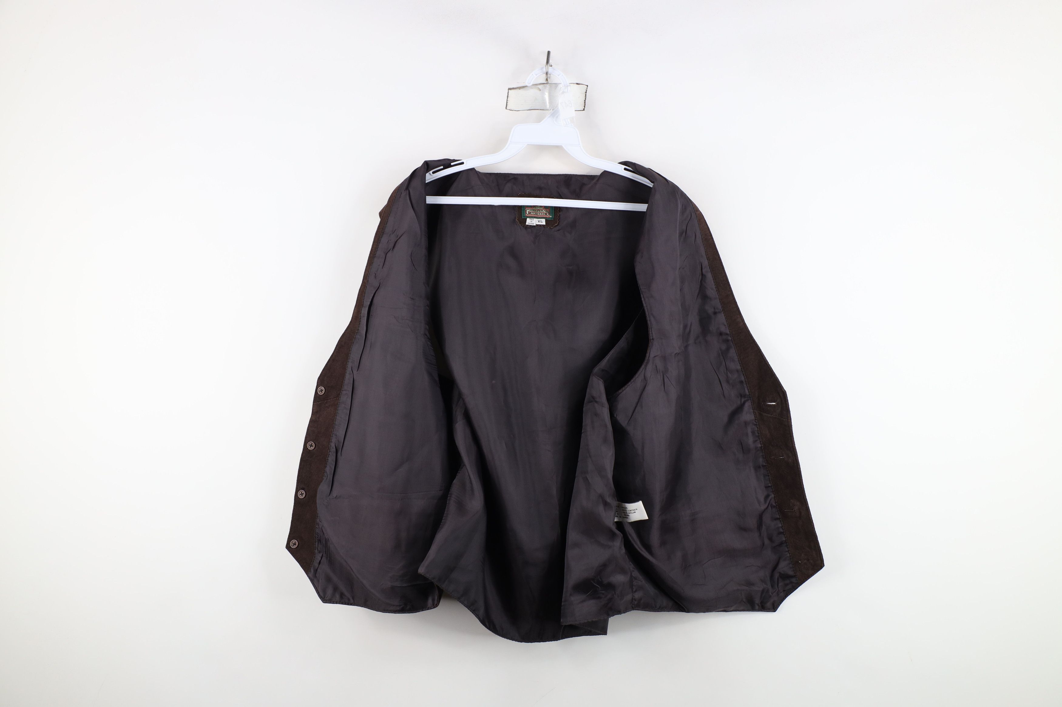 Vintage Vintage 90s Streetwear Buckle Back Suede Leather Vest Brown Size US XL / EU 56 / 4 - 10 Thumbnail