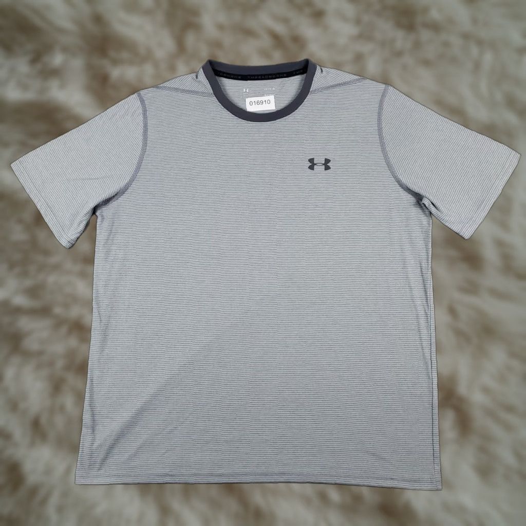 Under Armour Under Armour T-Shirt Mens Large Gray Striped Heatgear Casual Short Sleeve Size US L / EU 52-54 / 3 - 1 Thumbnail