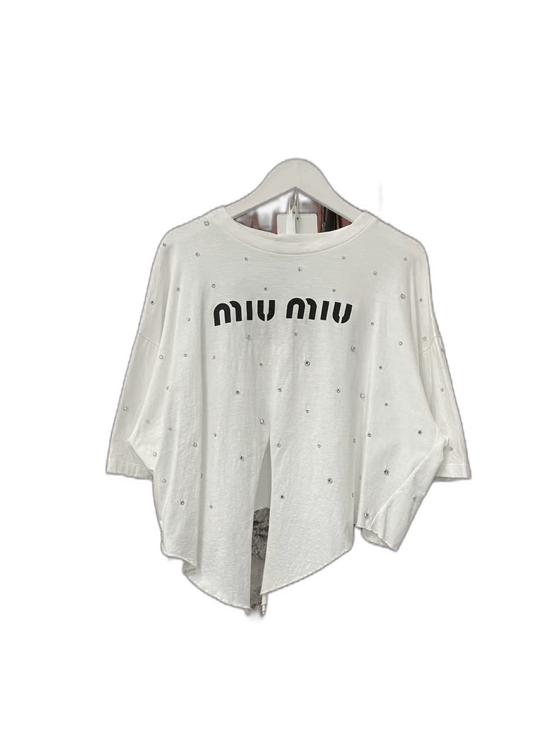 Miu Miu Miu Miu Short Sleeve Logo Print Top Size US S / EU 44-46 / 1 - 1 Thumbnail