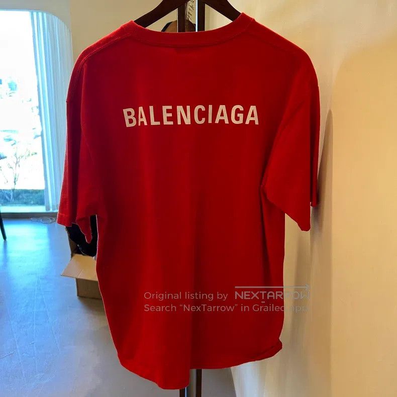 Balenciaga Balenciaga Red Front and Back Logo Short Sleeve Size US M / EU 48-50 / 2 - 2 Thumbnail