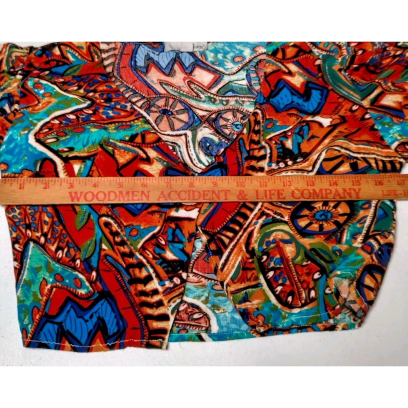 Bell VINTAGE LUUKSE Womens Cropped Blouse S Long Bell Sleeve Abstract Psychedelic Boho Festival Size S / US 4 / IT 40 - 4 Thumbnail