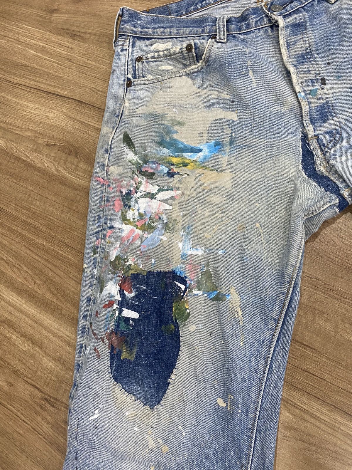 Levi's Vintage Levis small E redline selvadge splash paint Size US 34 / EU 50 - 3 Thumbnail