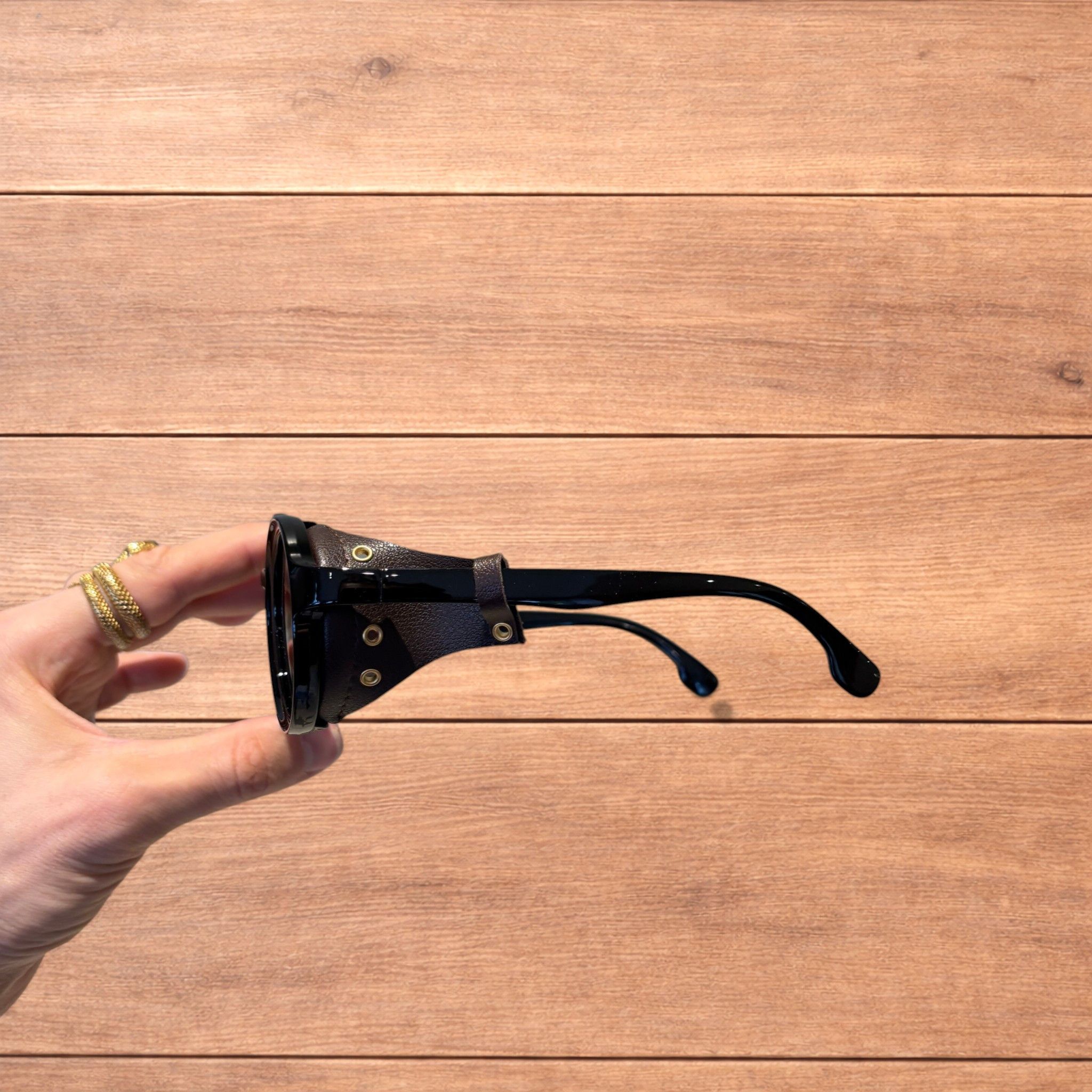 Japanese Brand Round steampunk aviation sunglasses in brown w/ brown lens. Size ONE SIZE - 3 Thumbnail