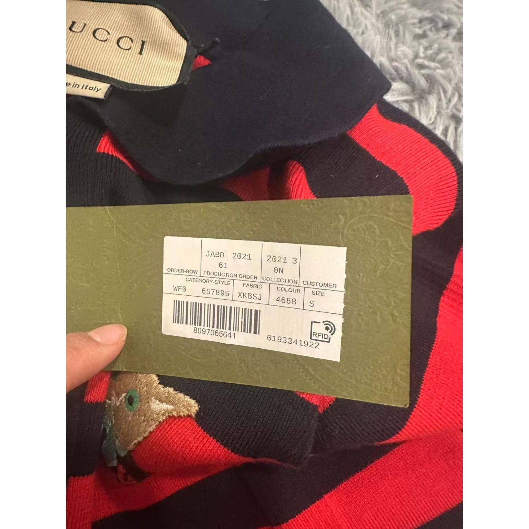 Gucci Gucci Red & Black Striped Polo Knit Dress With Dog Patch Size S / US 4 / IT 40 - 4 Thumbnail