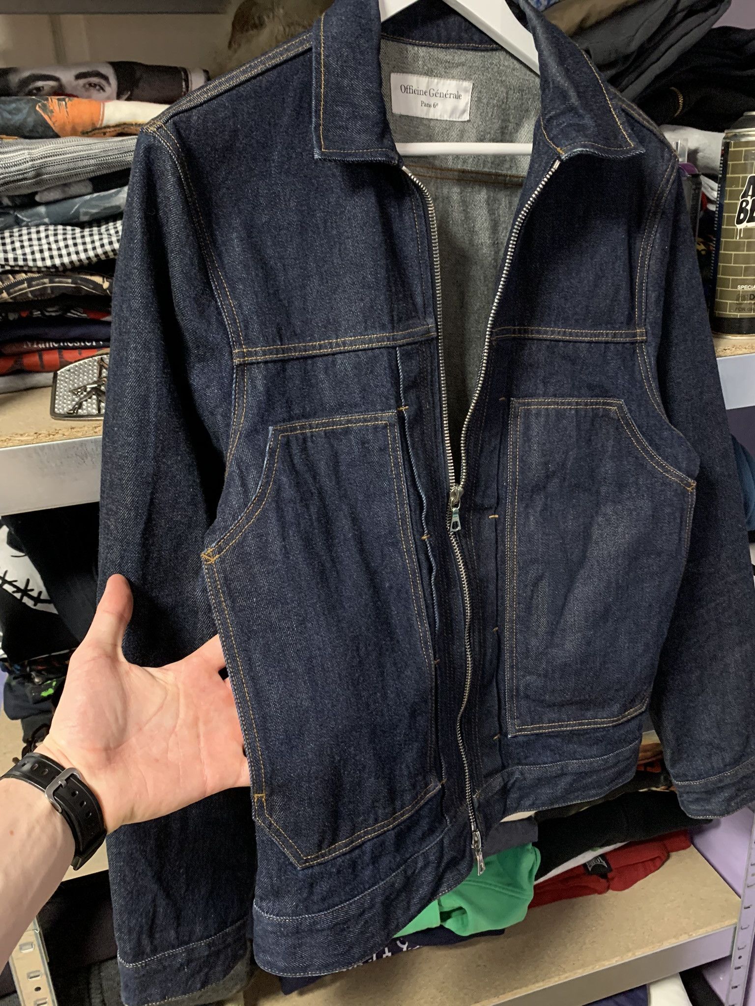 Officine Generale Officine Generale Cillian Denim Zip Trucker Jacket - M Size US M / EU 48-50 / 2 - 5 Thumbnail