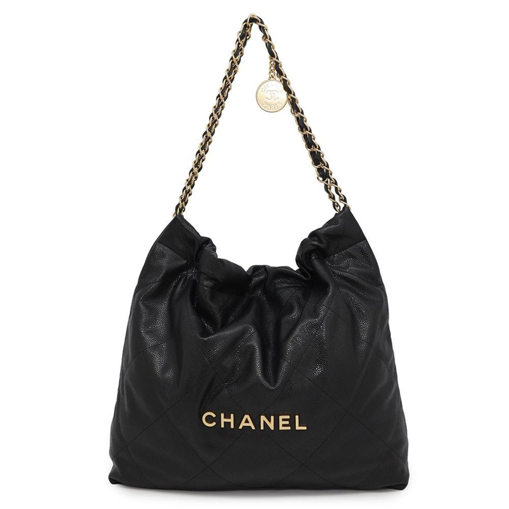 Chanel Handbag 22 Soft Caviar Skin As3261 Chanel Bag Shoulder Black, Women's