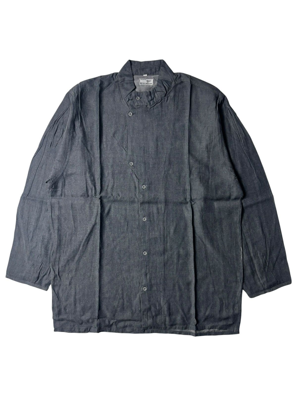 Marithe + Francois Girbaud 1980s Marithe Francois Girbaud Asymmetric Shirt Size US L / EU 52-54 / 3 - 1 Thumbnail