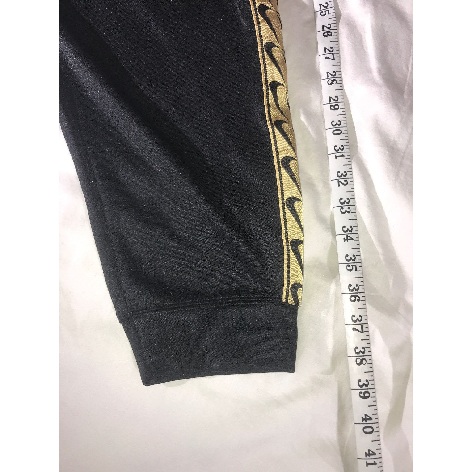 Nike Nike Women's Black & Gold Swoosh Athletic Sweatpants Joggers Size 40" / US 18 - 9 Thumbnail
