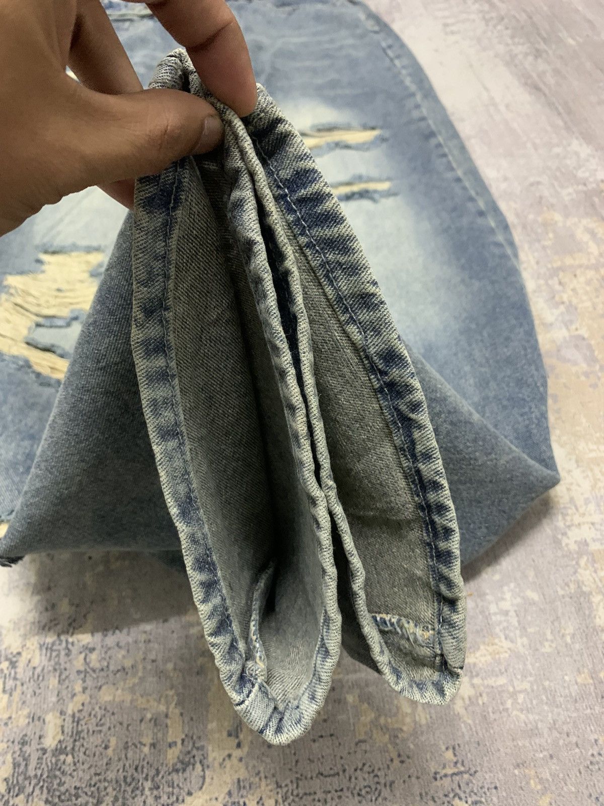 Japanese Brand Vtg Y2K Ripped Distressed Baggy Wide Leg Streetwear Jeans Size US 26 / EU 42 - 5 Thumbnail