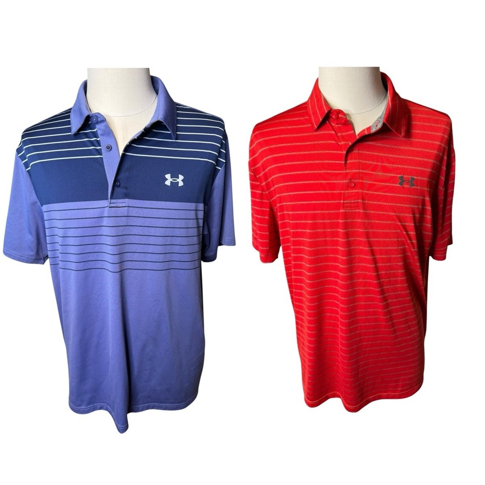 Under Armour Two Under Armour Playoff Polo Golf Shirts XL Red and Purple Size US XL / EU 56 / 4 - 1 Thumbnail