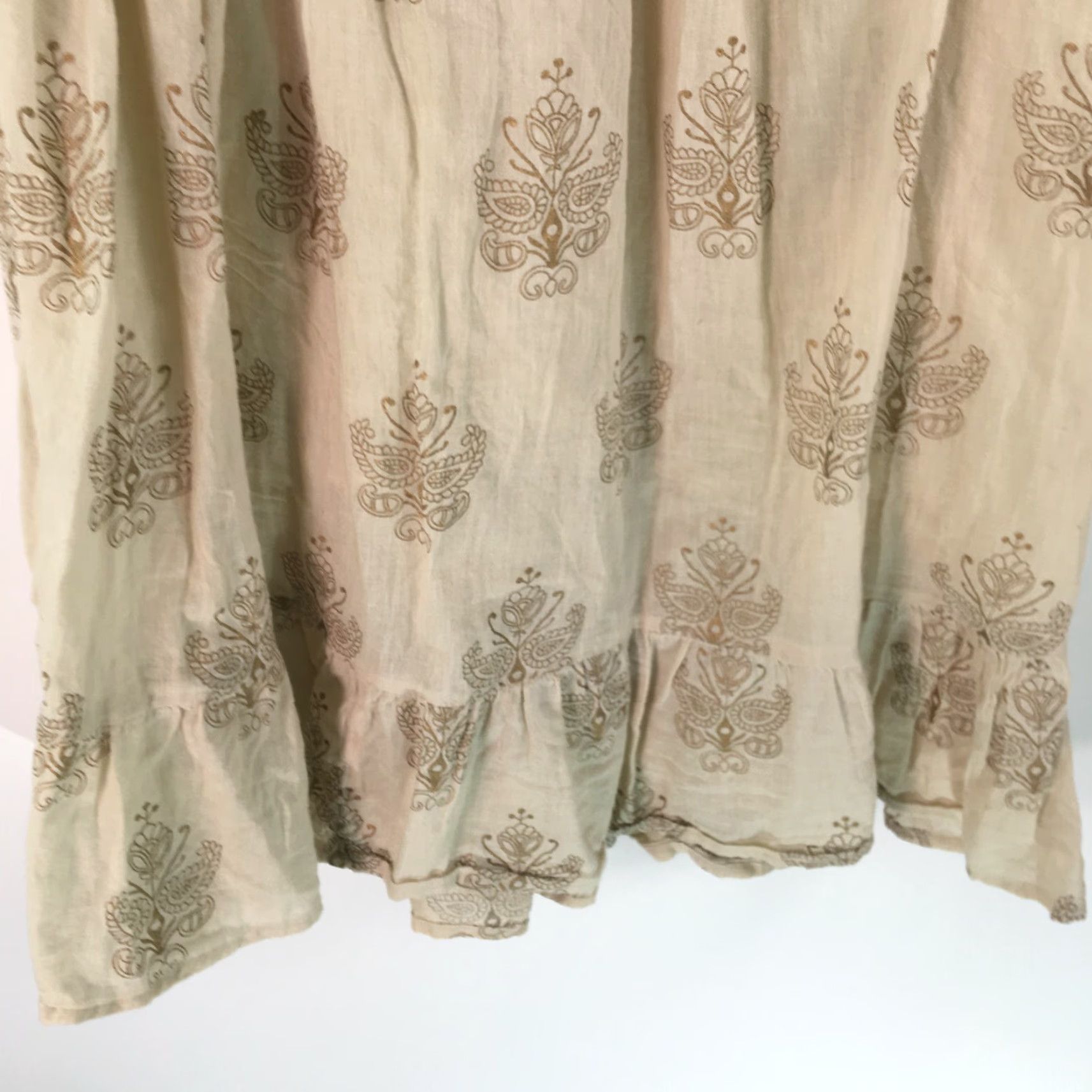 Vintage VINTAGE NB Floral Ruffle Hem Midi Skirt Womens Elastic Waist Tan Adjustable Size Size 24" / US 00 / IT 34 - 7 Thumbnail
