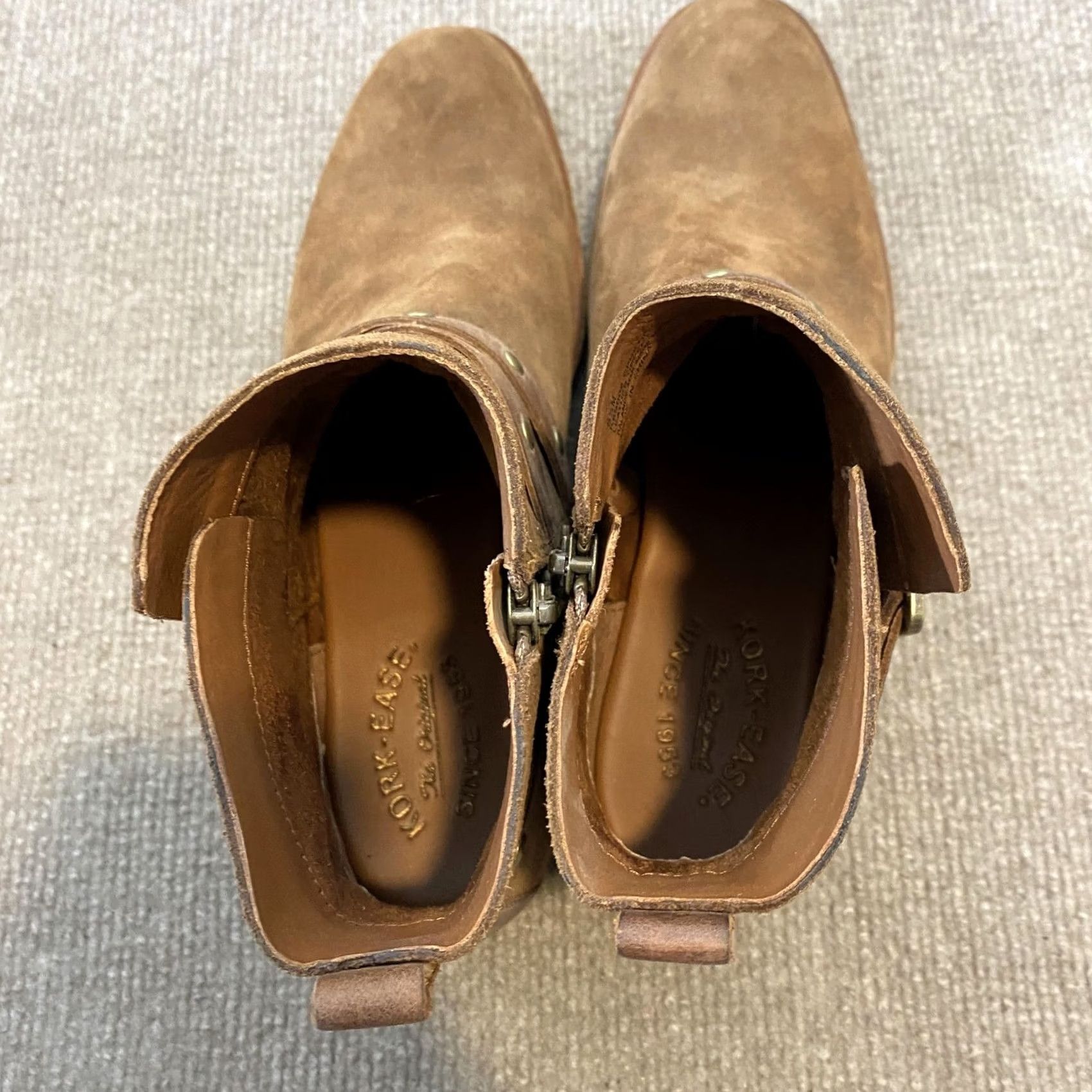 Vintage Kork-Ease Booties Womens Size 8.5 Brown Leather Ankle Strap Studded Zip K69006 Bootie Shoes Womens Brown Leather Studded Zip Ankle Bootie 8.5 Size US 9 / IT 39 - 7 Thumbnail