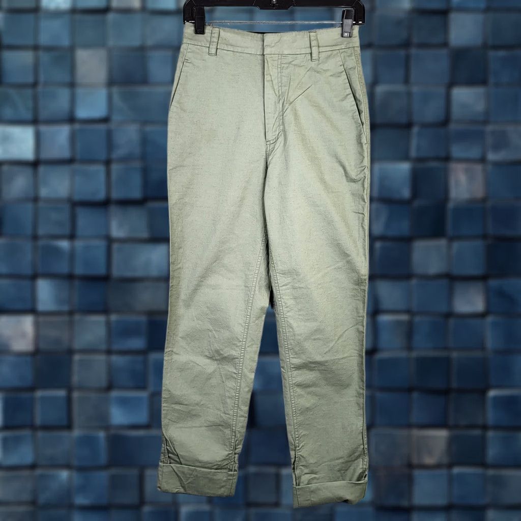 Vintage The SCRIPT Pants Women Grassy Green Size 4 Casual Work Straight Front Cotton Linen Elastane Modern 90s Outdoor Mens Womens Size 27" / US 4 / IT 40 - 1 Thumbnail
