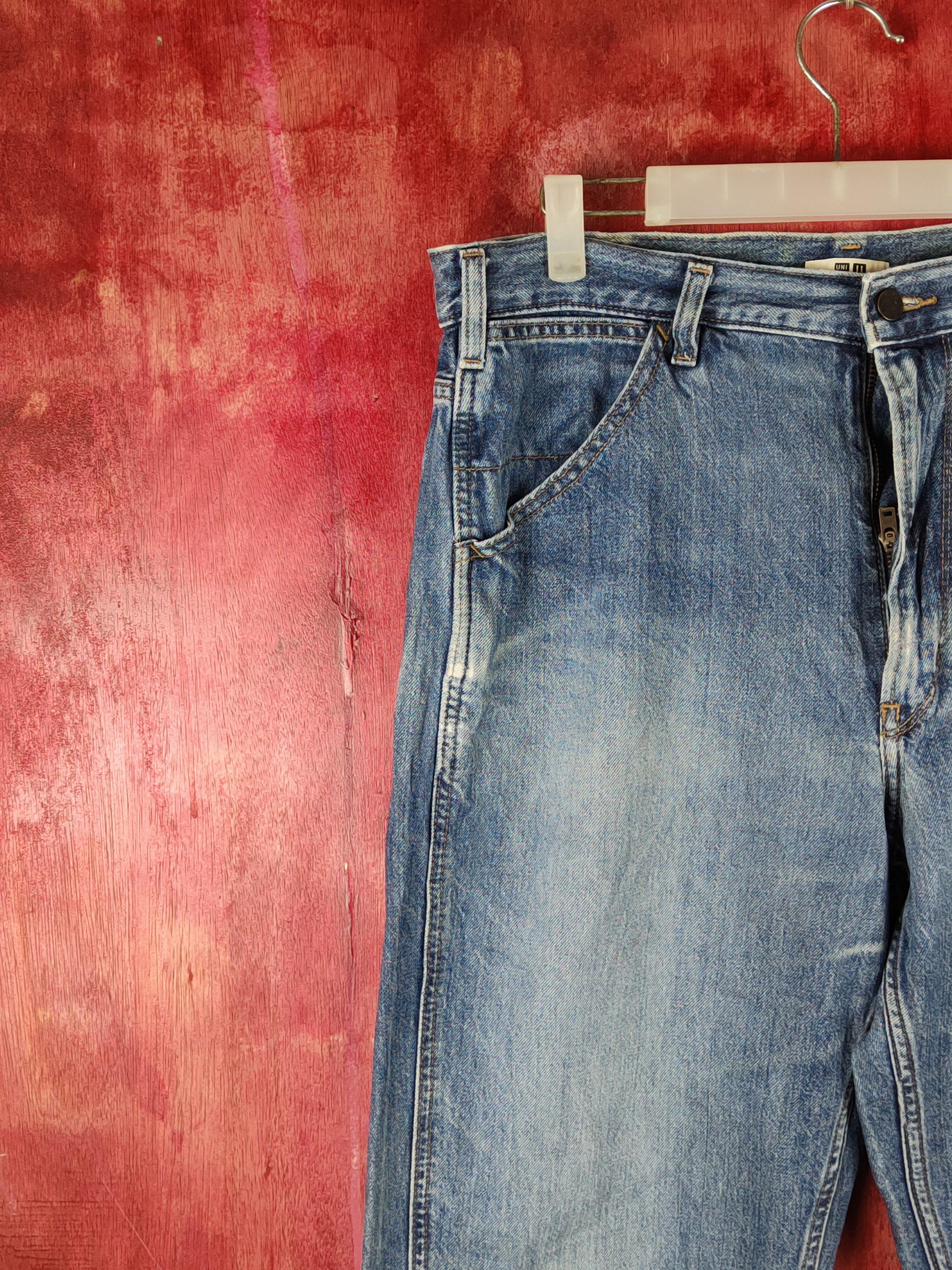 Japanese Brand Uniqlo Blue Faded Distressed Ripped Jeans #S1634 Size US 35 - 3 Thumbnail