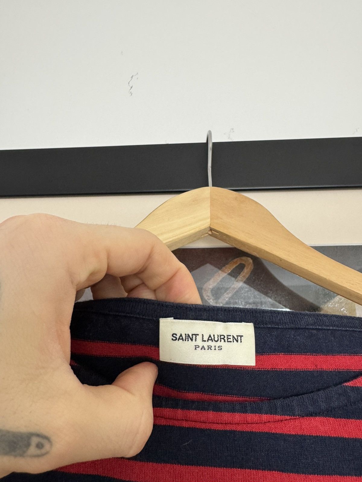 Saint Laurent Paris Saint Laurent Striped Long Sleeve Kurt Cobain Shirt Size M / US 6-8 / IT 42-44 - 3 Thumbnail